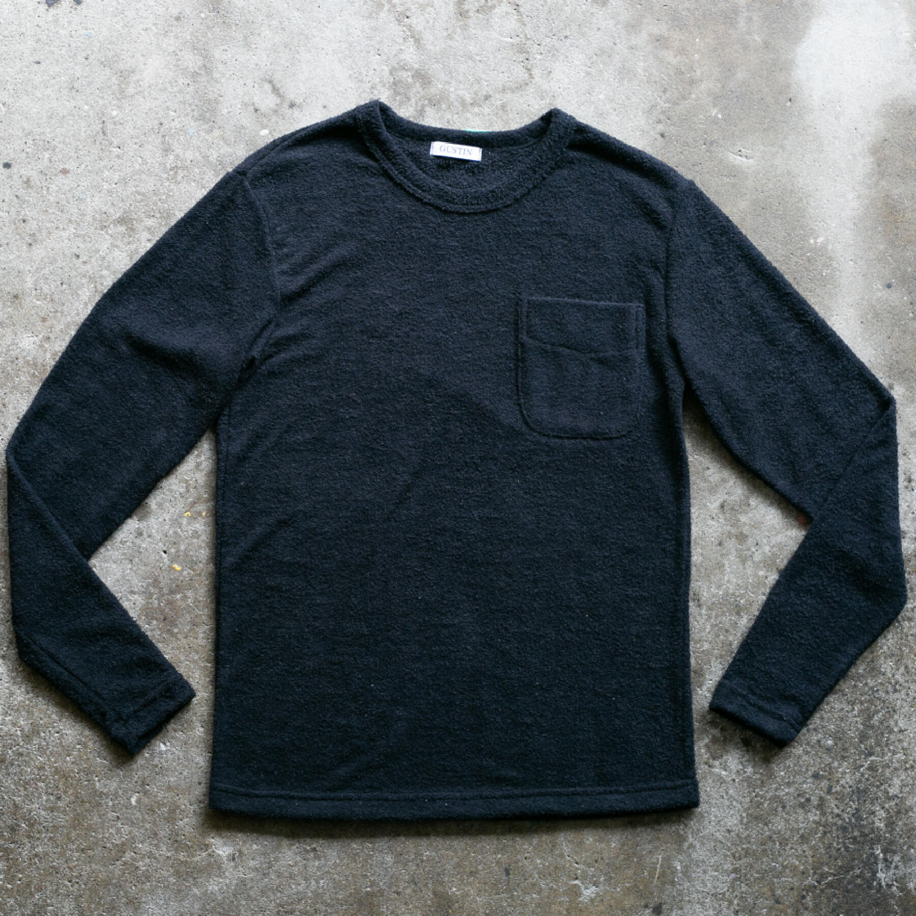 gustin japan terry cloth crewneck - black