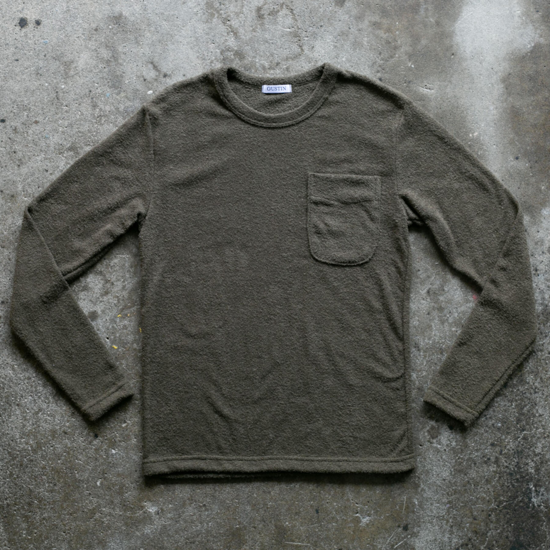 gustin japan terry cloth crewneck - olive