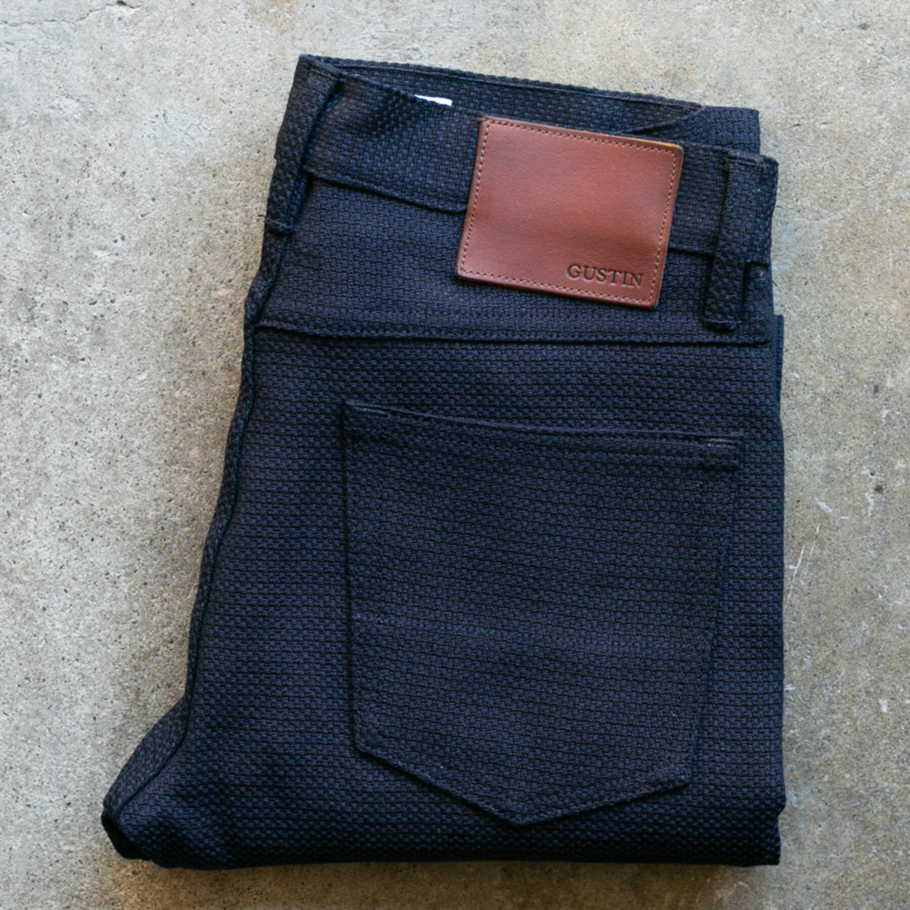 gustin #145 japan indigo basket weave 5 pocket