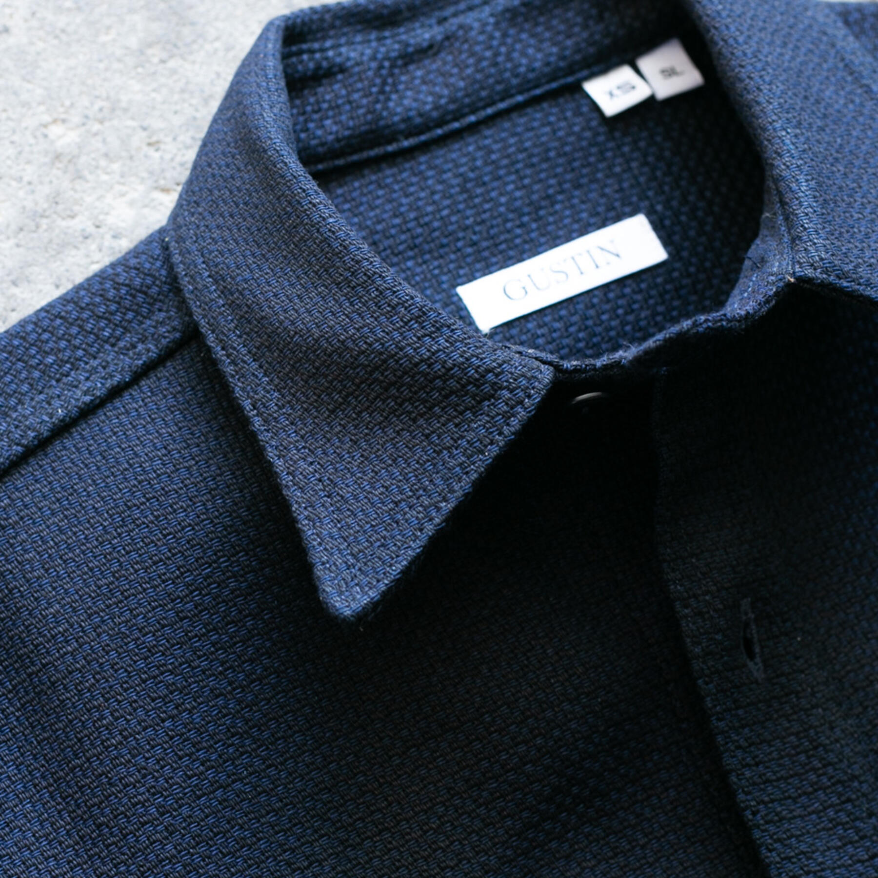 gustin #102 japan indigo basket weave workshirt
