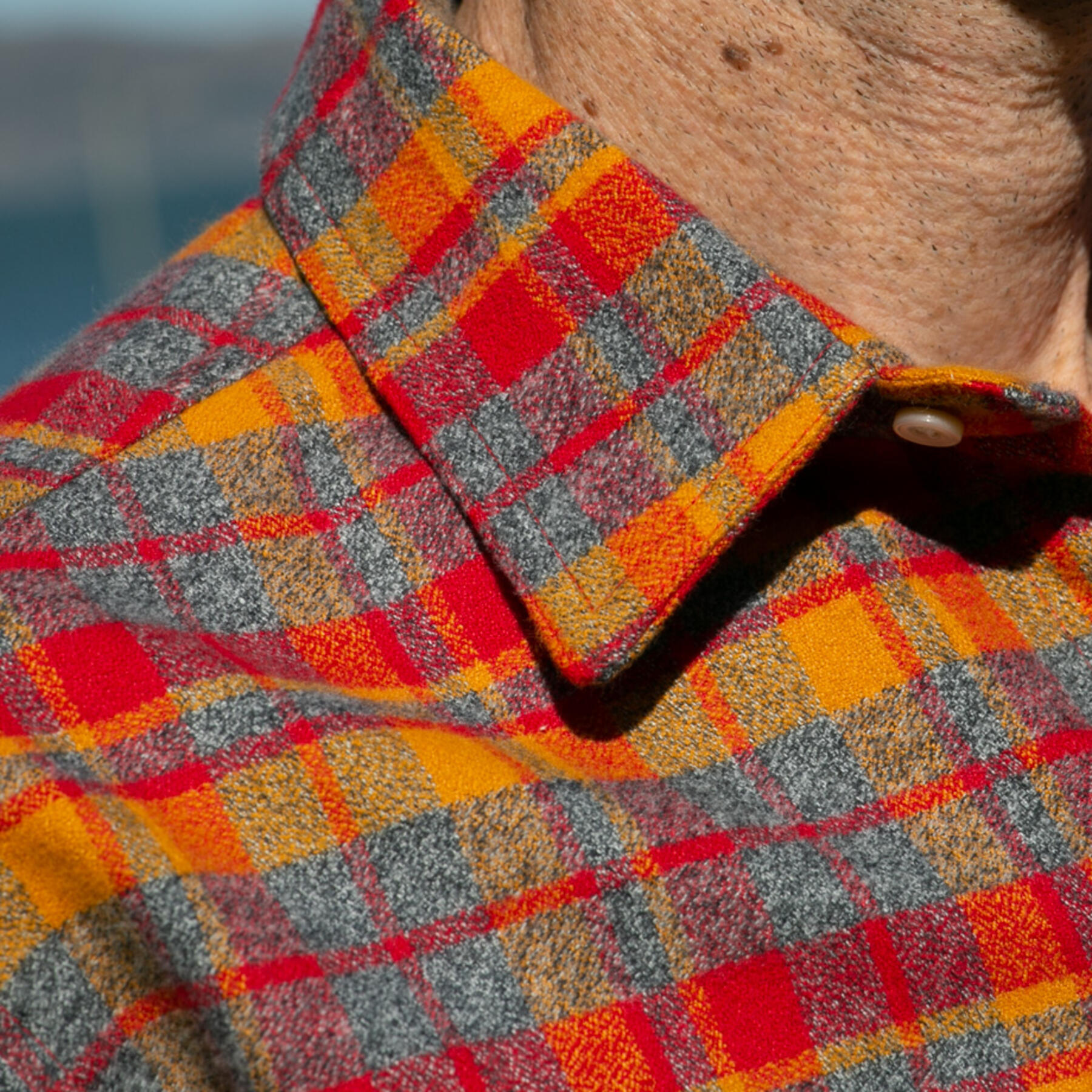 gustin #888 retro melange plaid flannel - heather fire