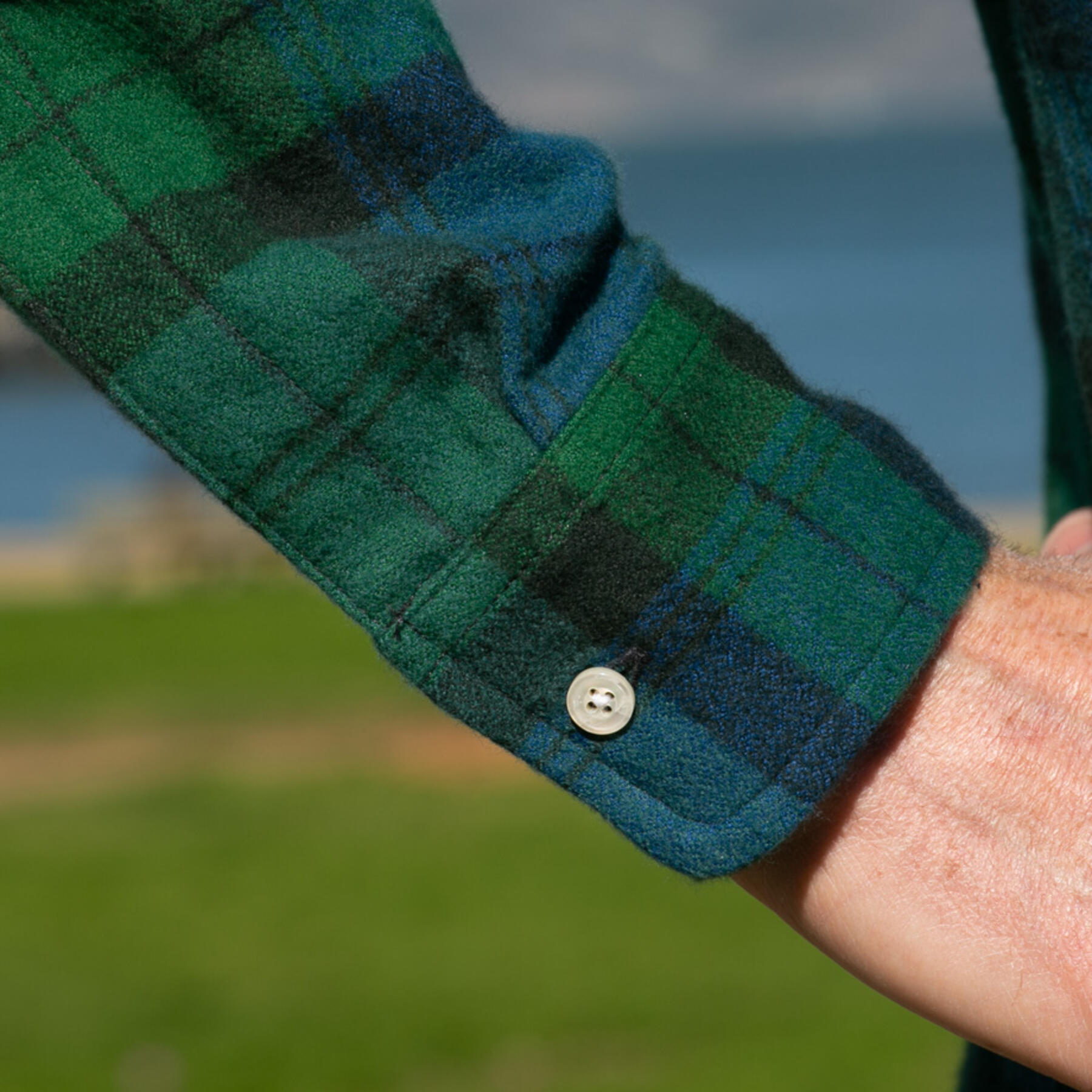gustin #889 retro melange plaid flannel - blue green
