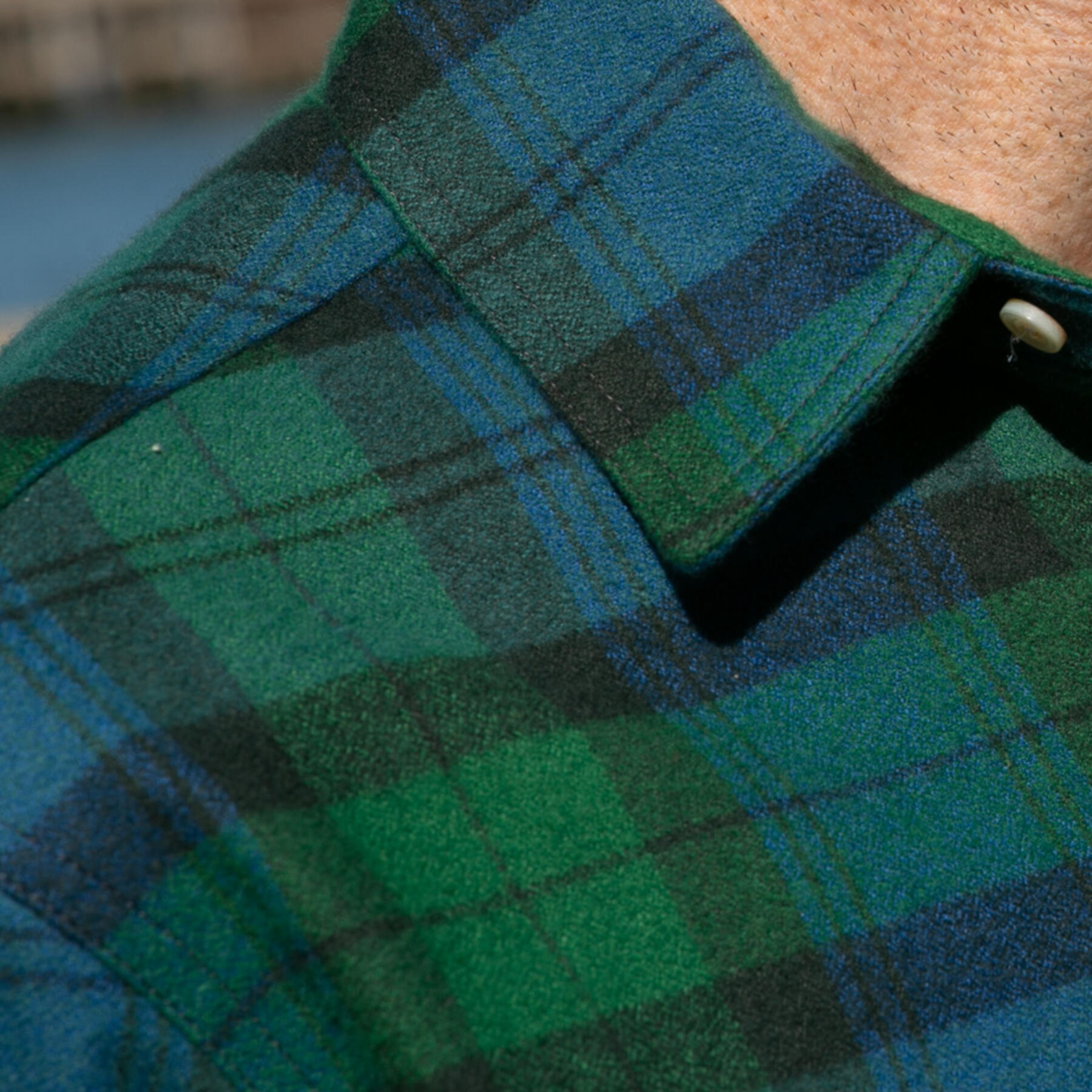 gustin #889 retro melange plaid flannel - blue green