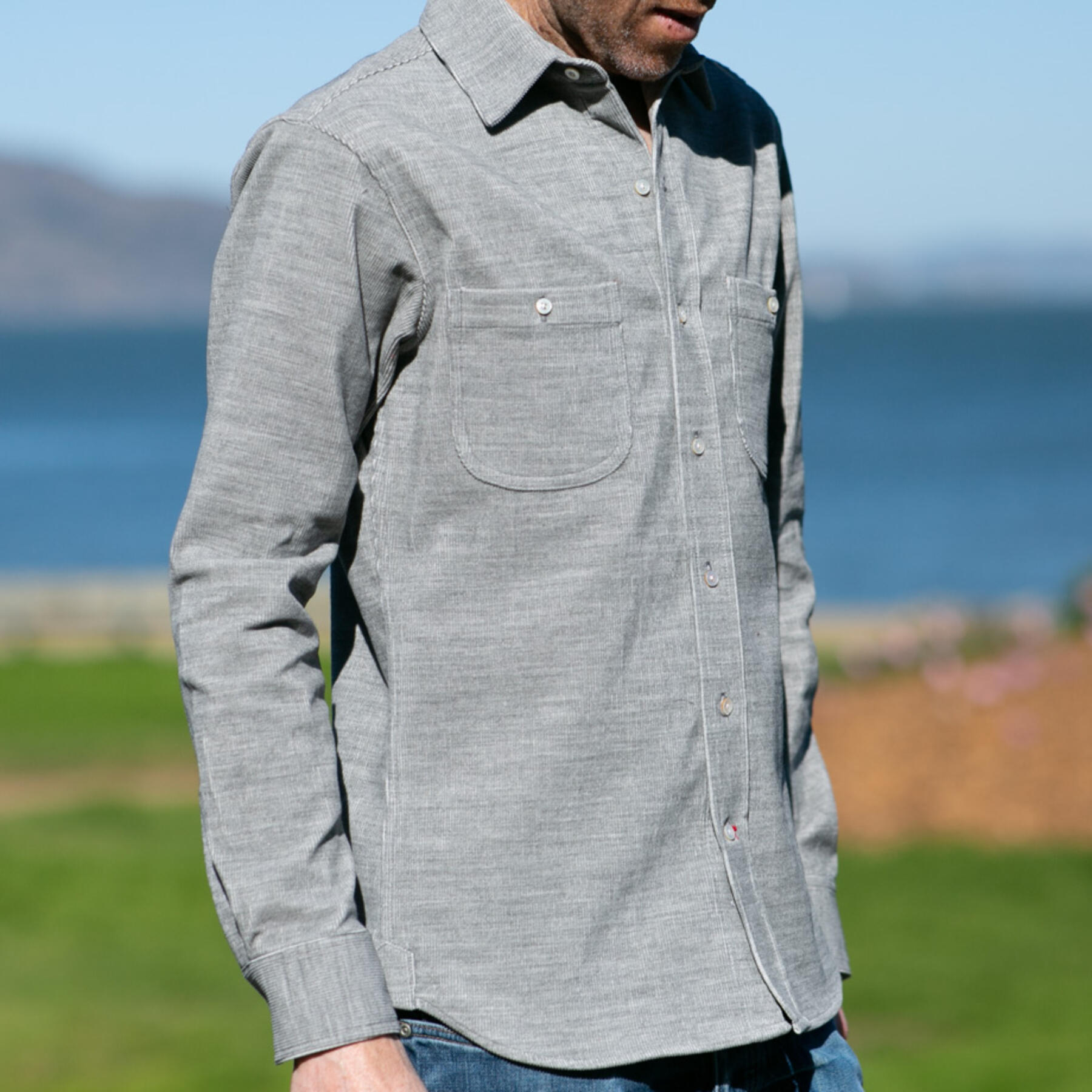 gustin #890 rugged corduroy shirt - concrete