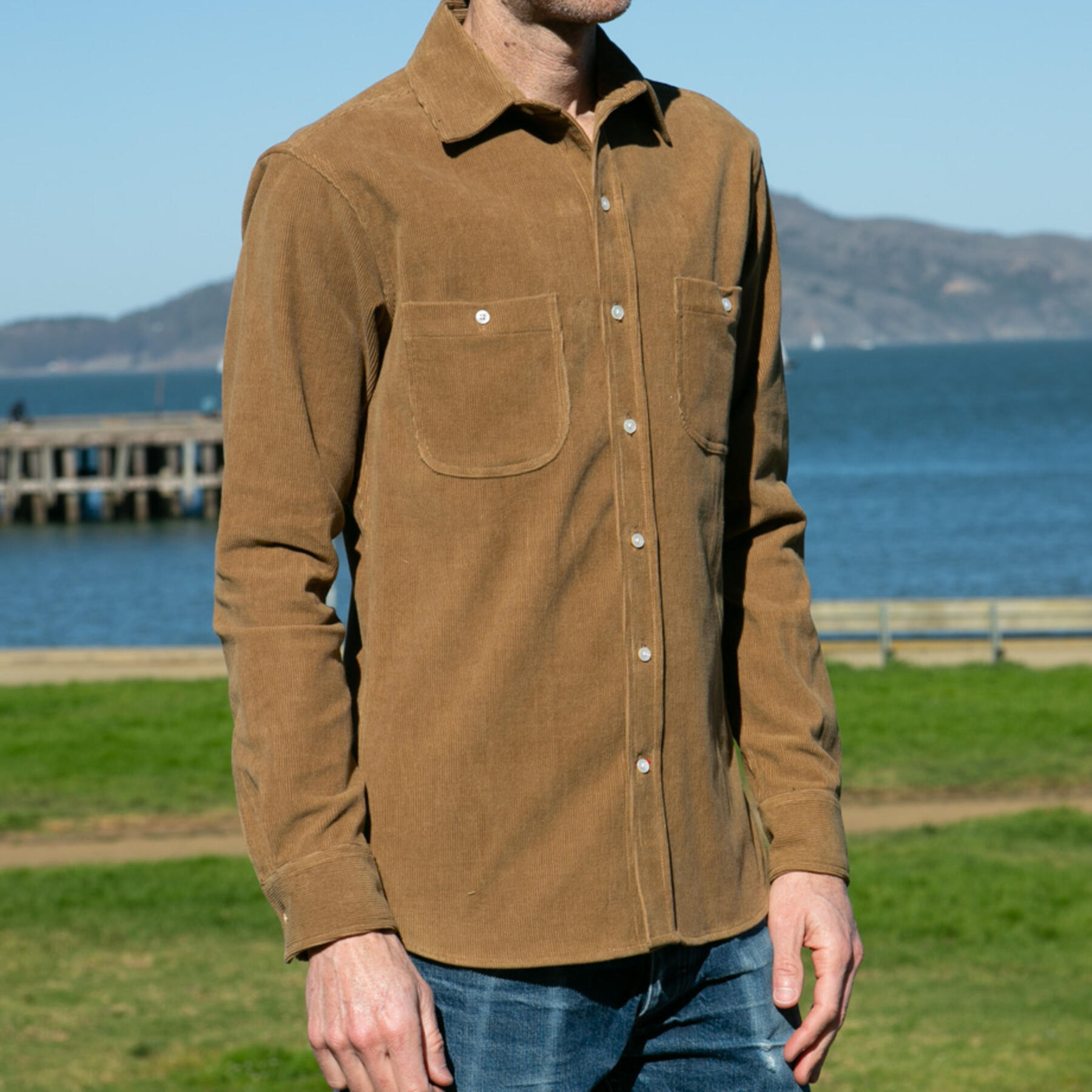 gustin #894 rugged corduroy shirt - vintage brown