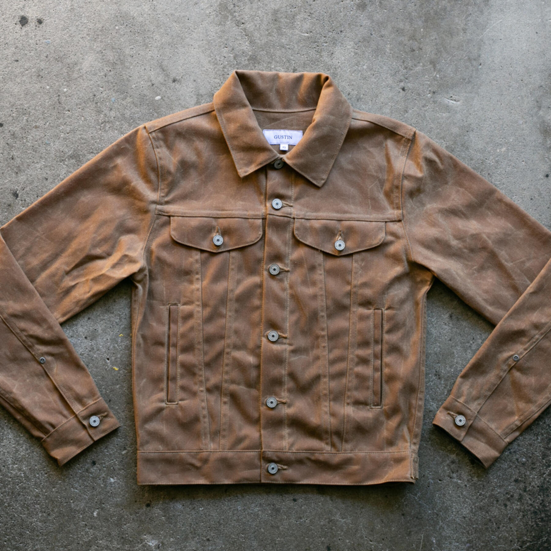 gustin cordura® waxed trucker jacket - field tan