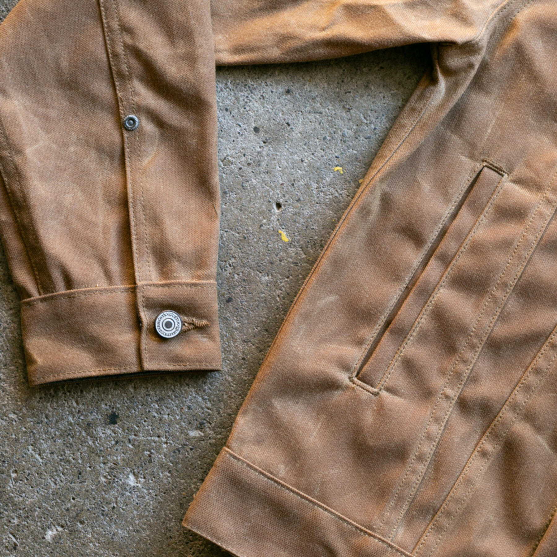 gustin cordura® waxed trucker jacket - field tan