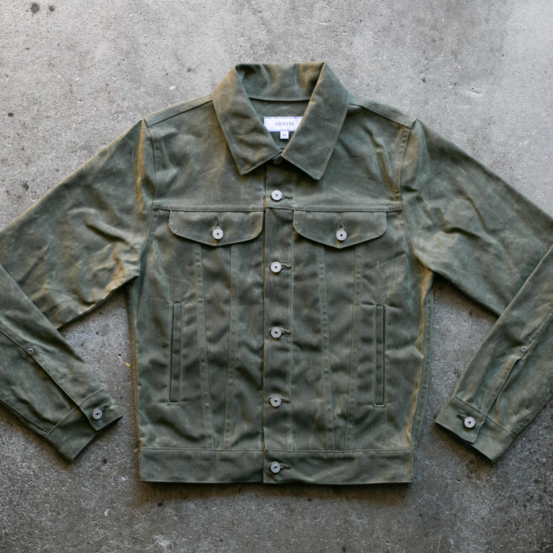 gustin cordura® waxed trucker jacket - army