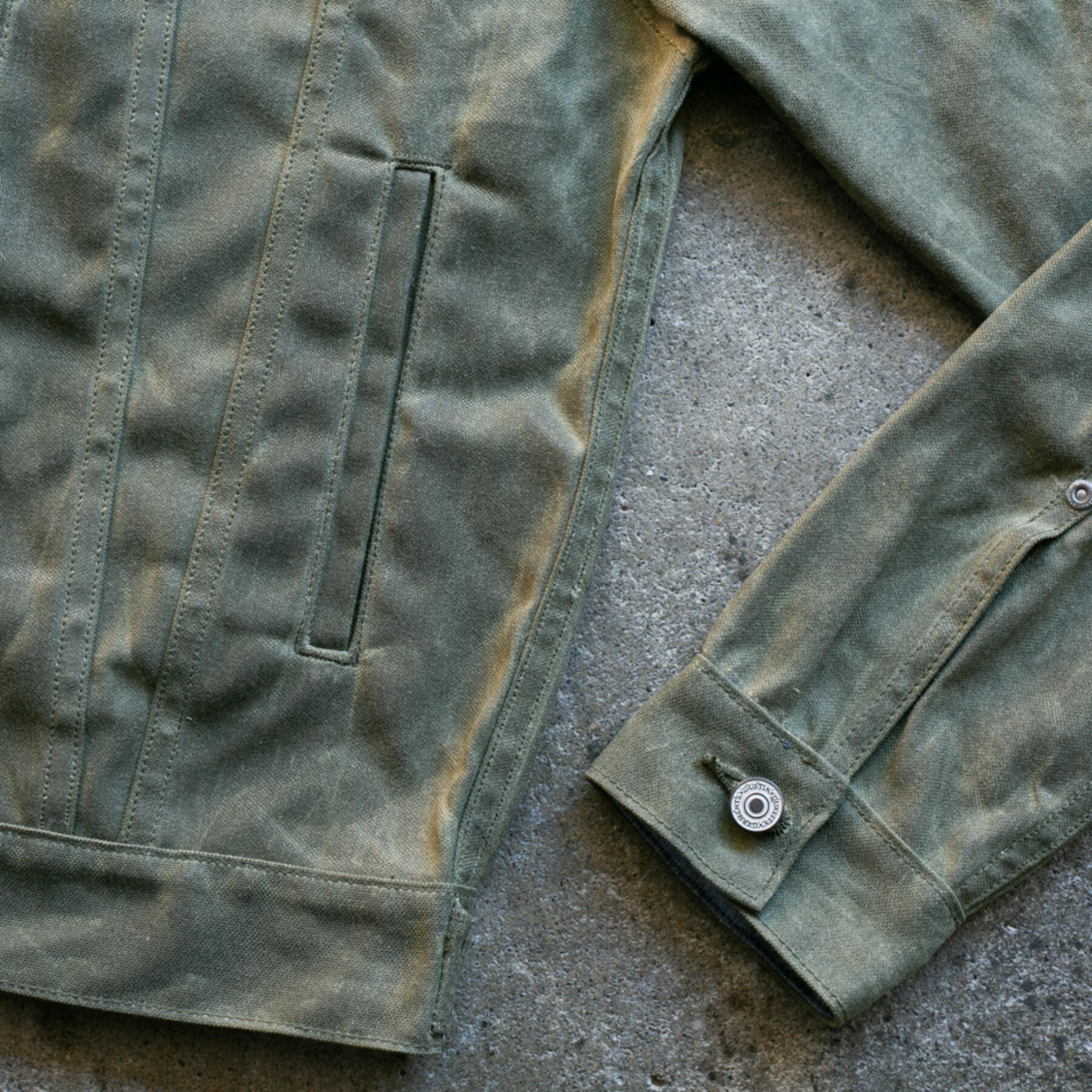 gustin cordura® waxed trucker jacket - army
