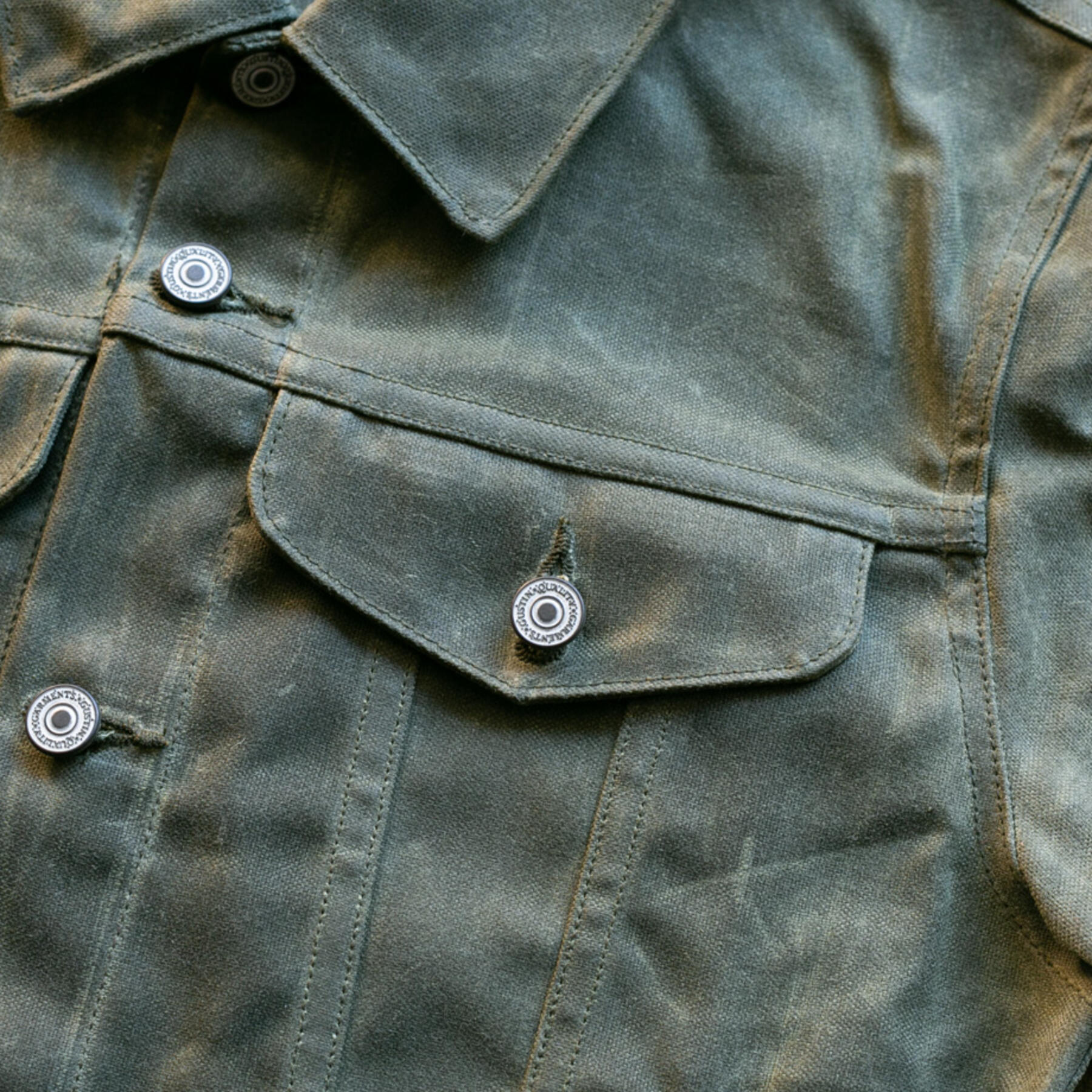 gustin cordura® waxed trucker jacket - army