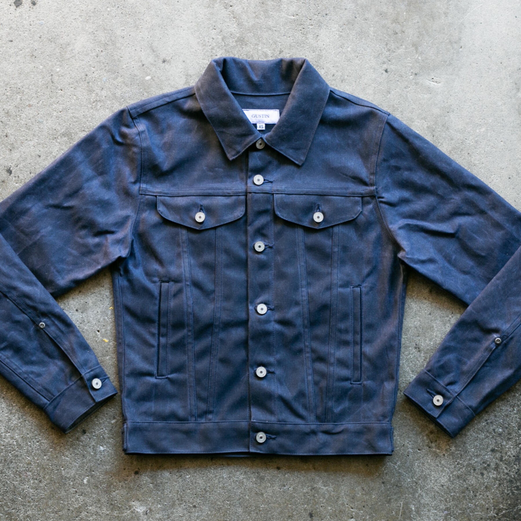 gustin cordura® waxed trucker jacket - navy