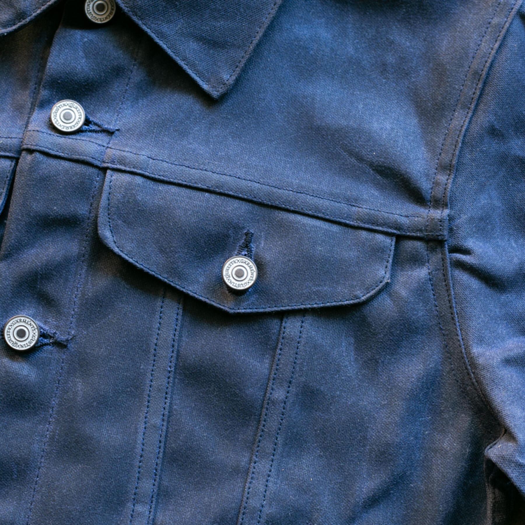 gustin cordura® waxed trucker jacket - navy