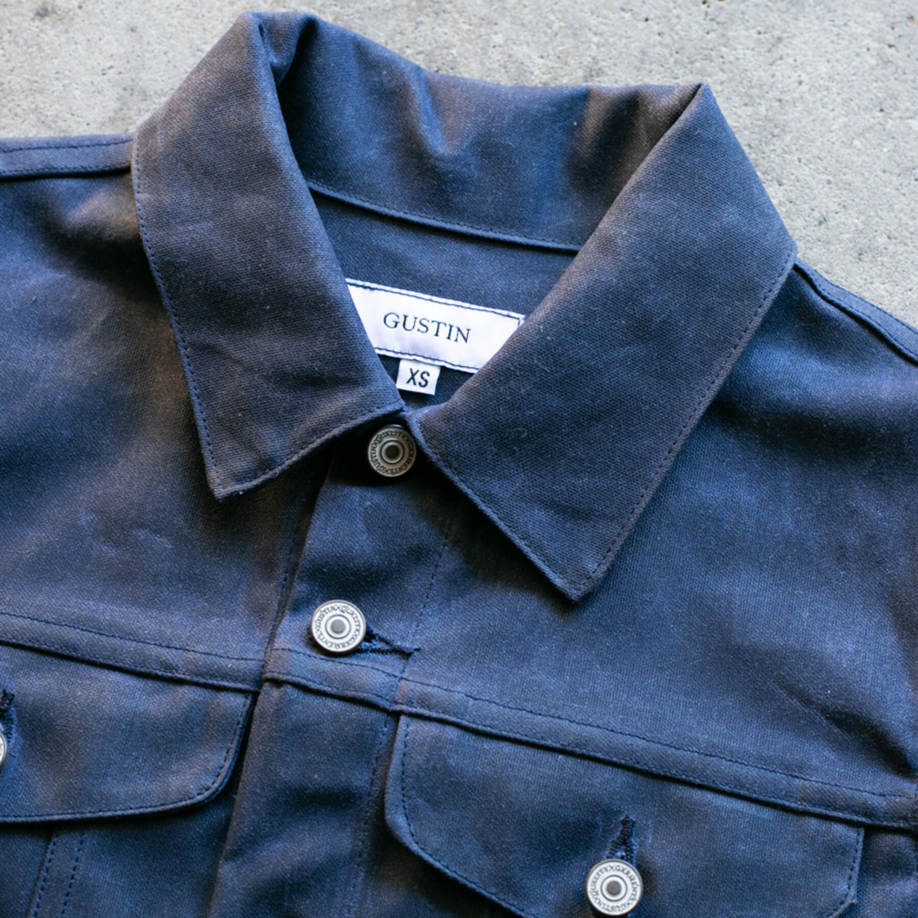gustin cordura® waxed trucker jacket - navy