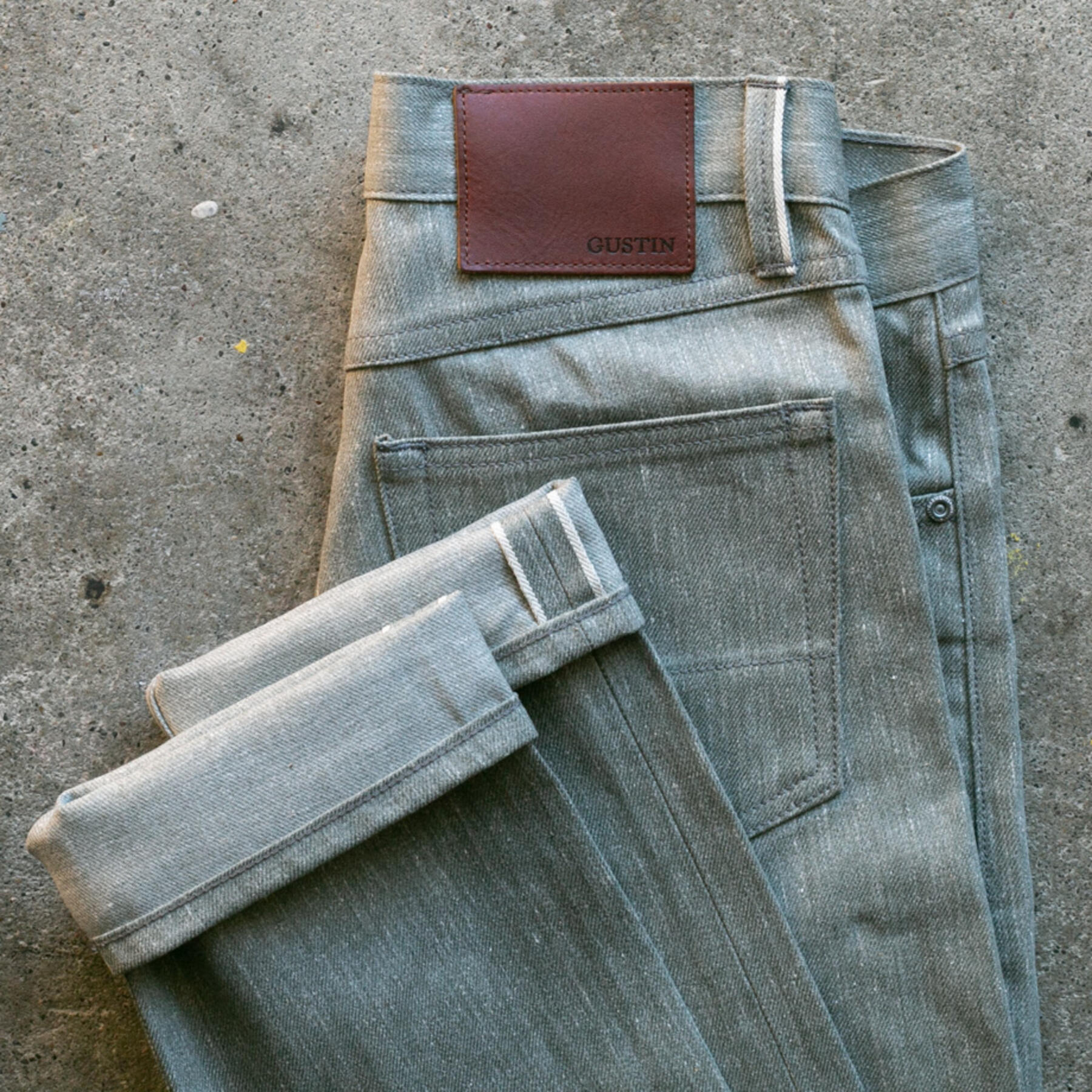 gustin #520 heather green grey selvedge