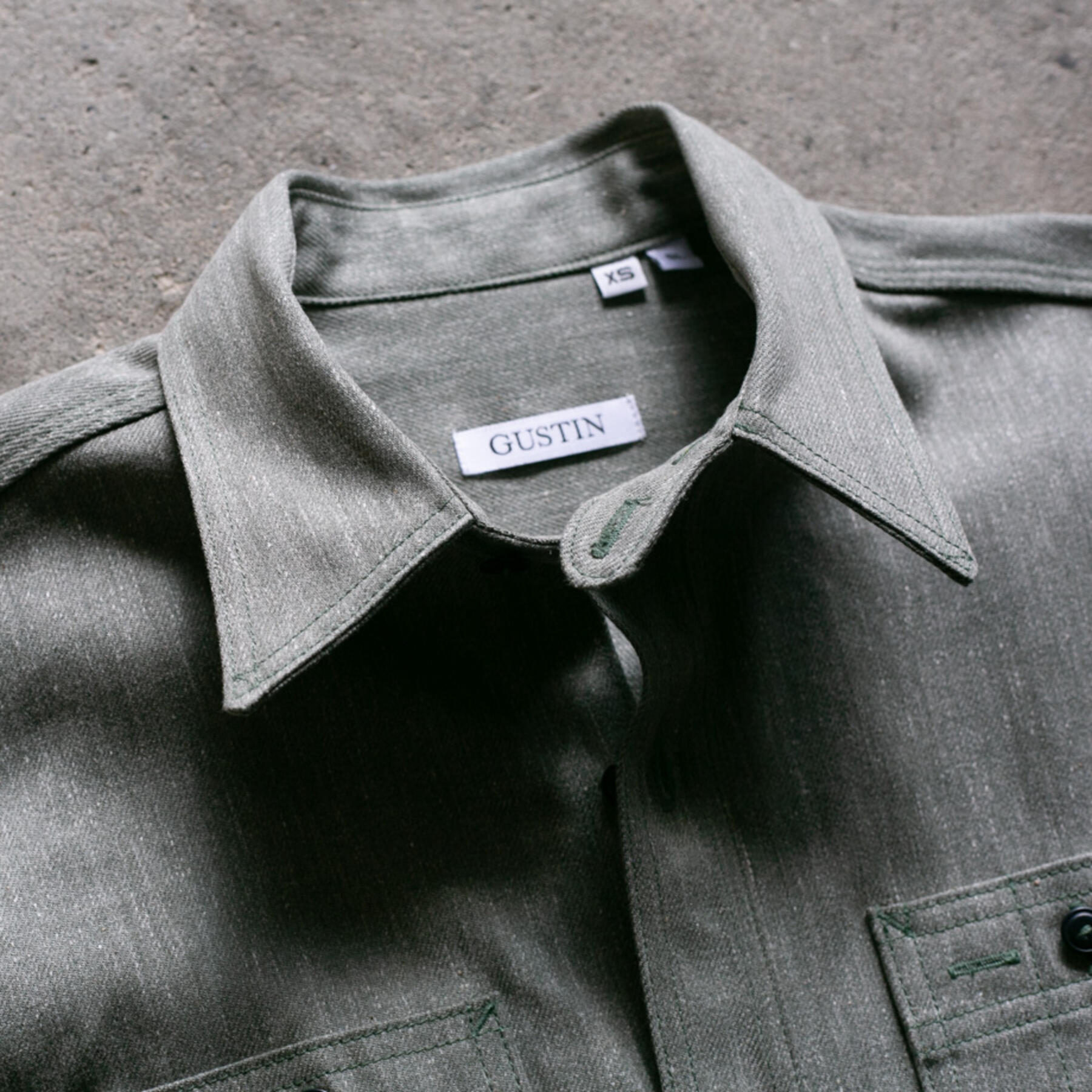 gustin #103 heather putty selvedge workshirt