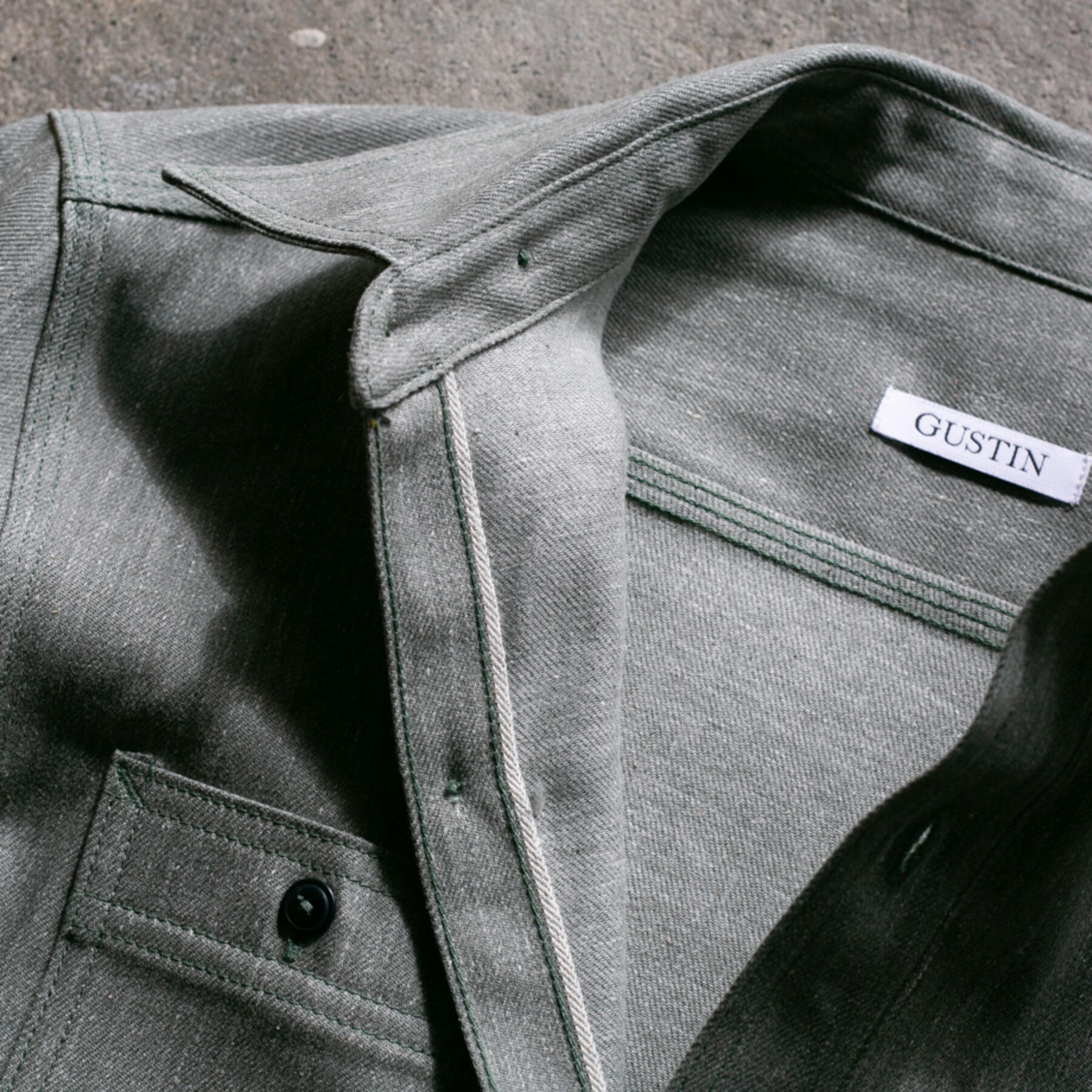 gustin #103 heather putty selvedge workshirt