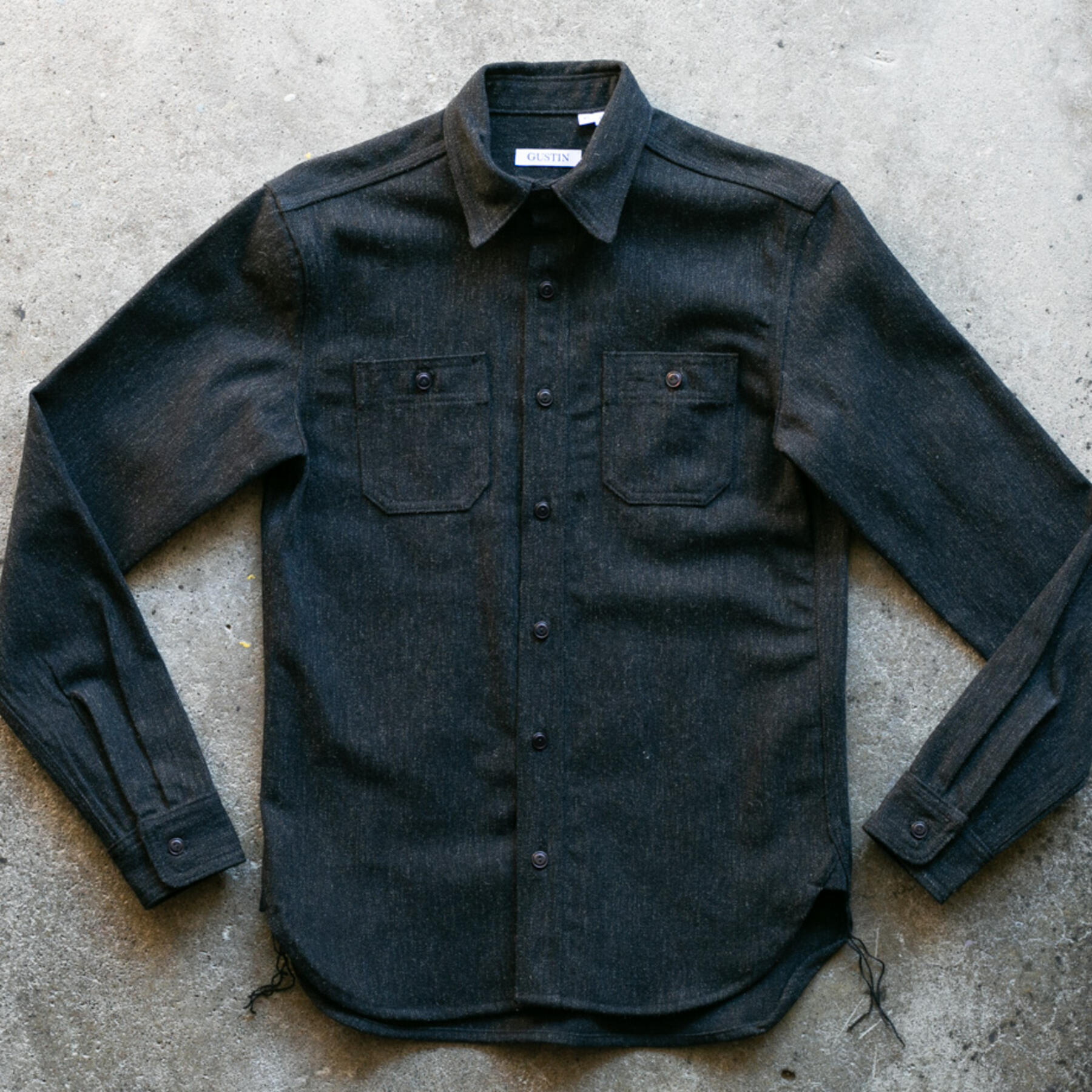 gustin #104 military wool serge workshirt - coal