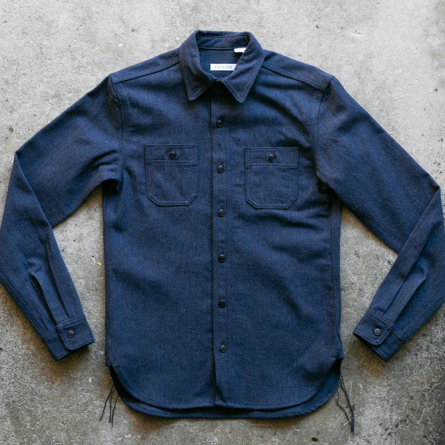 gustin #106 military wool serge workshirt - antique navy