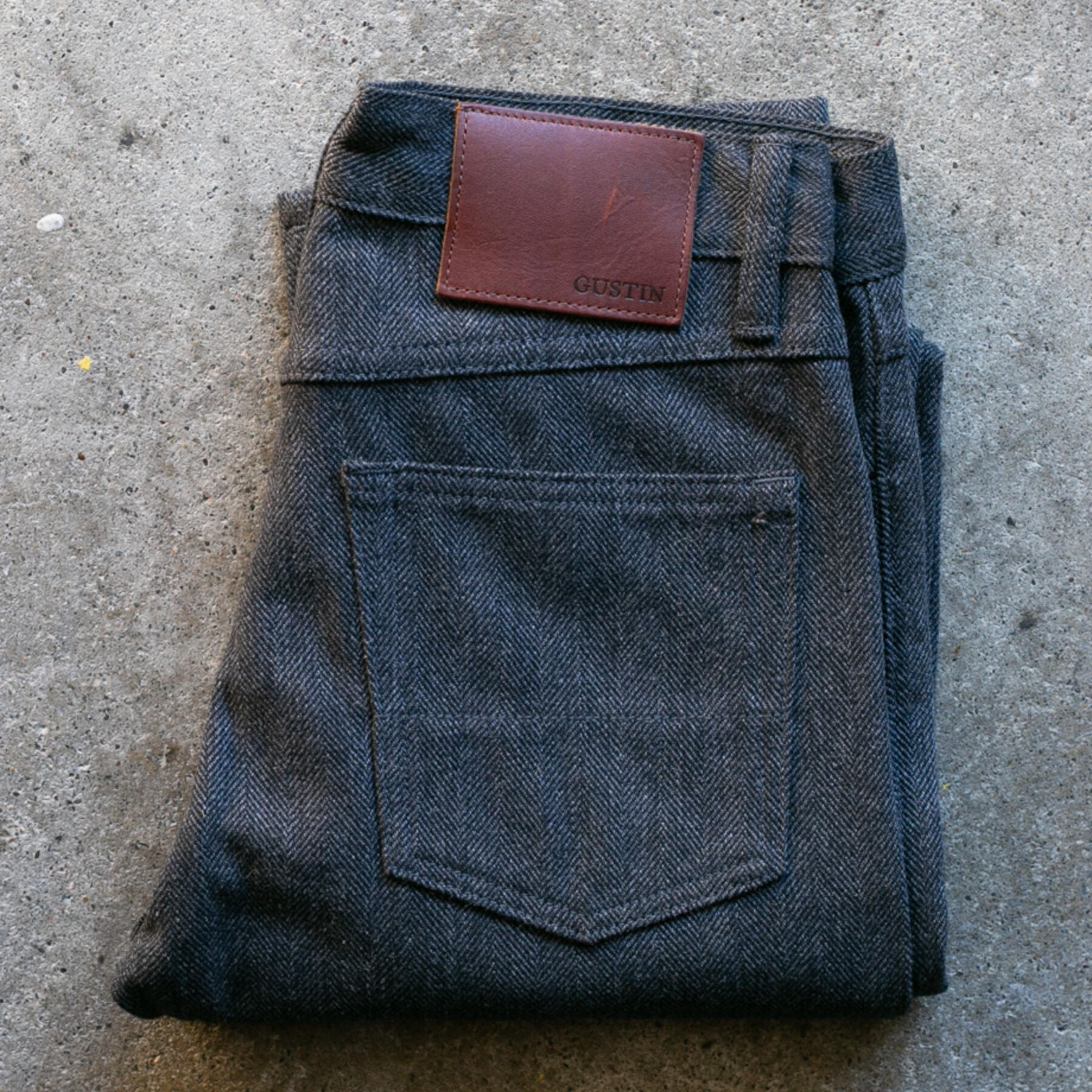 gustin #152 classic herringbone 5 pocket - charcoalxblack