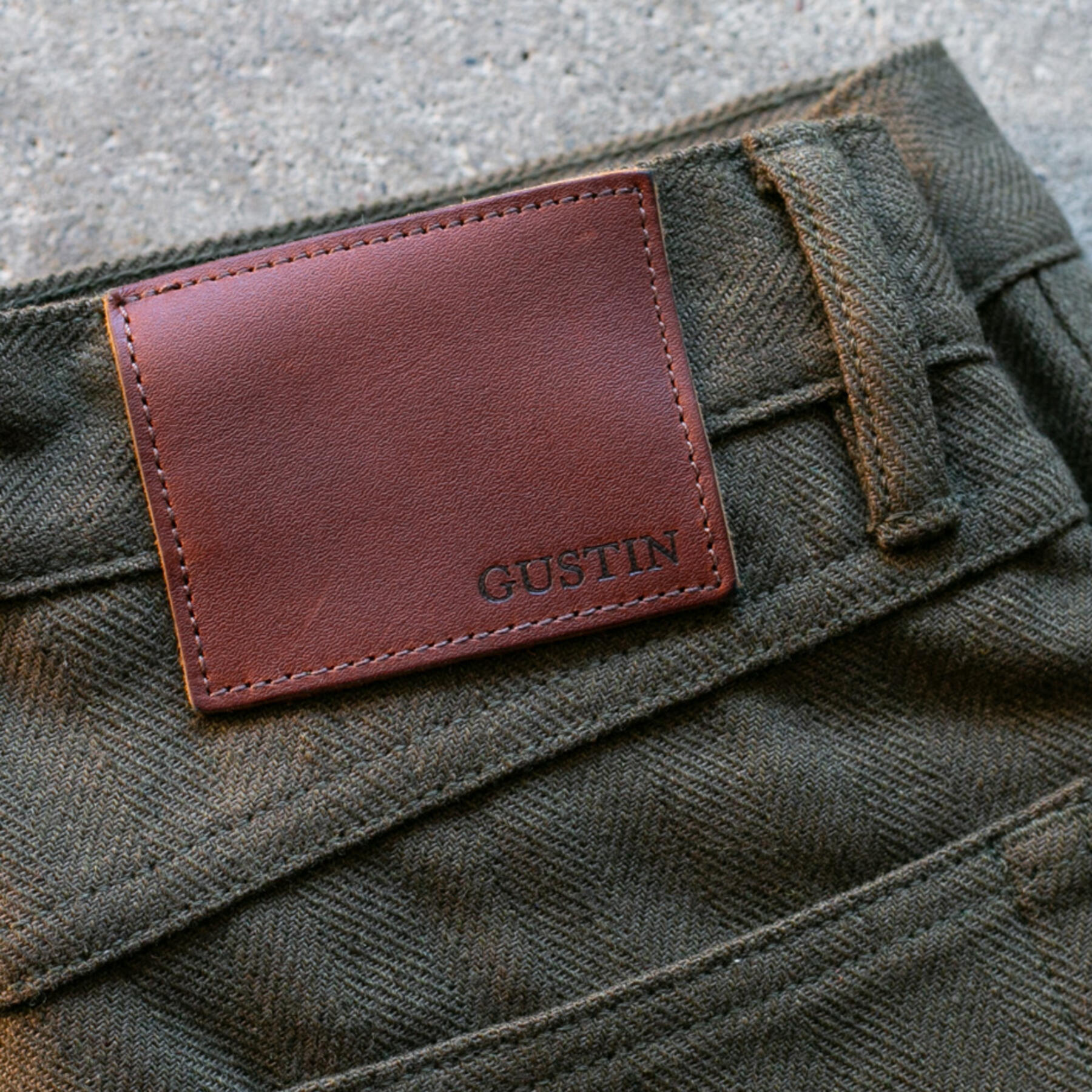 gustin #153 classic herringbone 5 pocket - olive