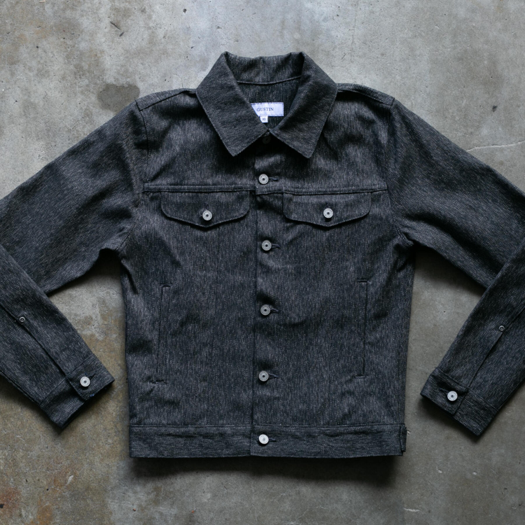 gustin black heather trucker jacket