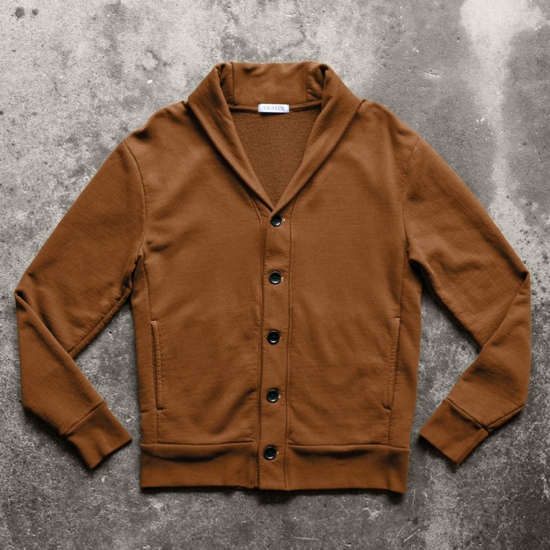 gustin french terry cardigan - burnt orange
