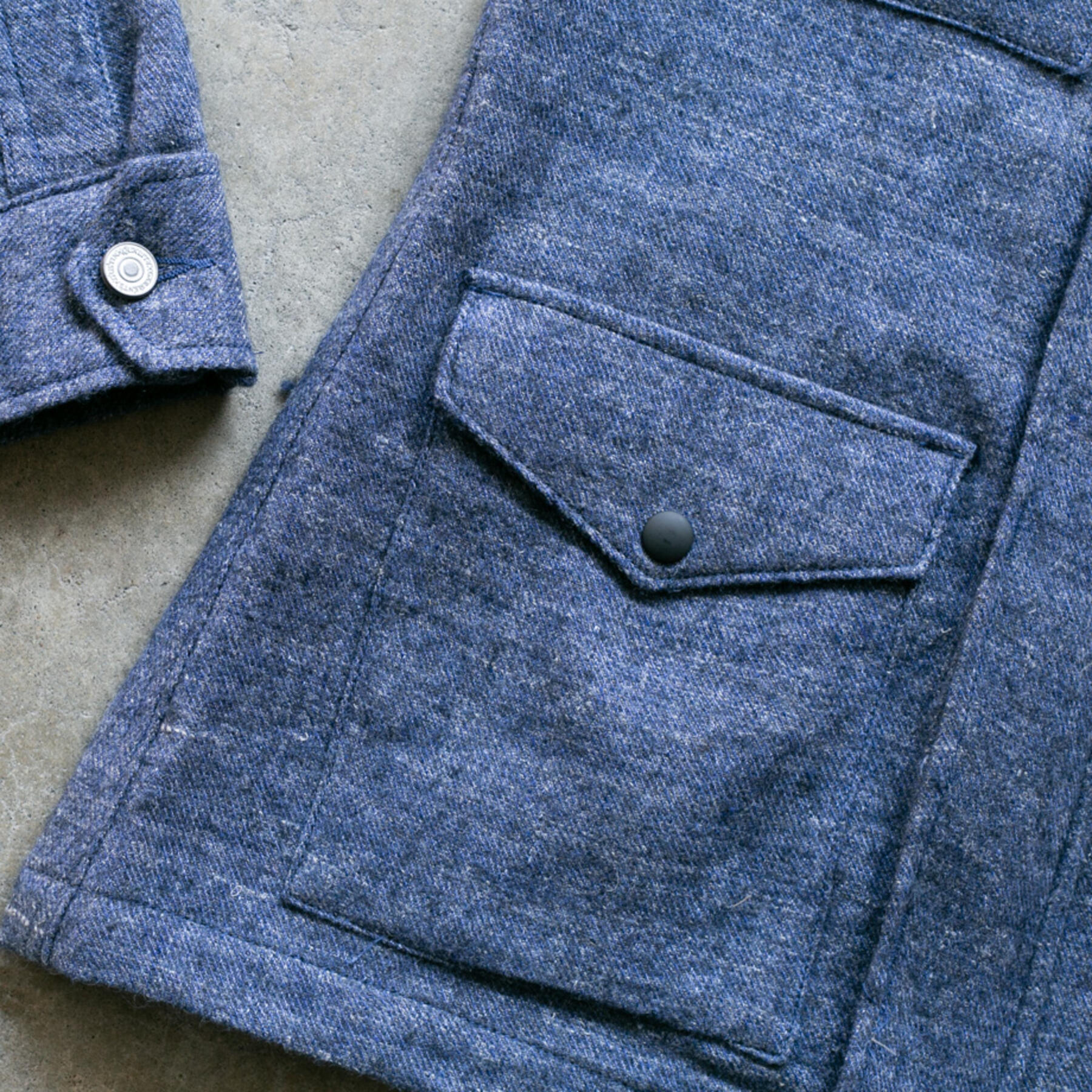 gustin wool linen field jacket - postal blue
