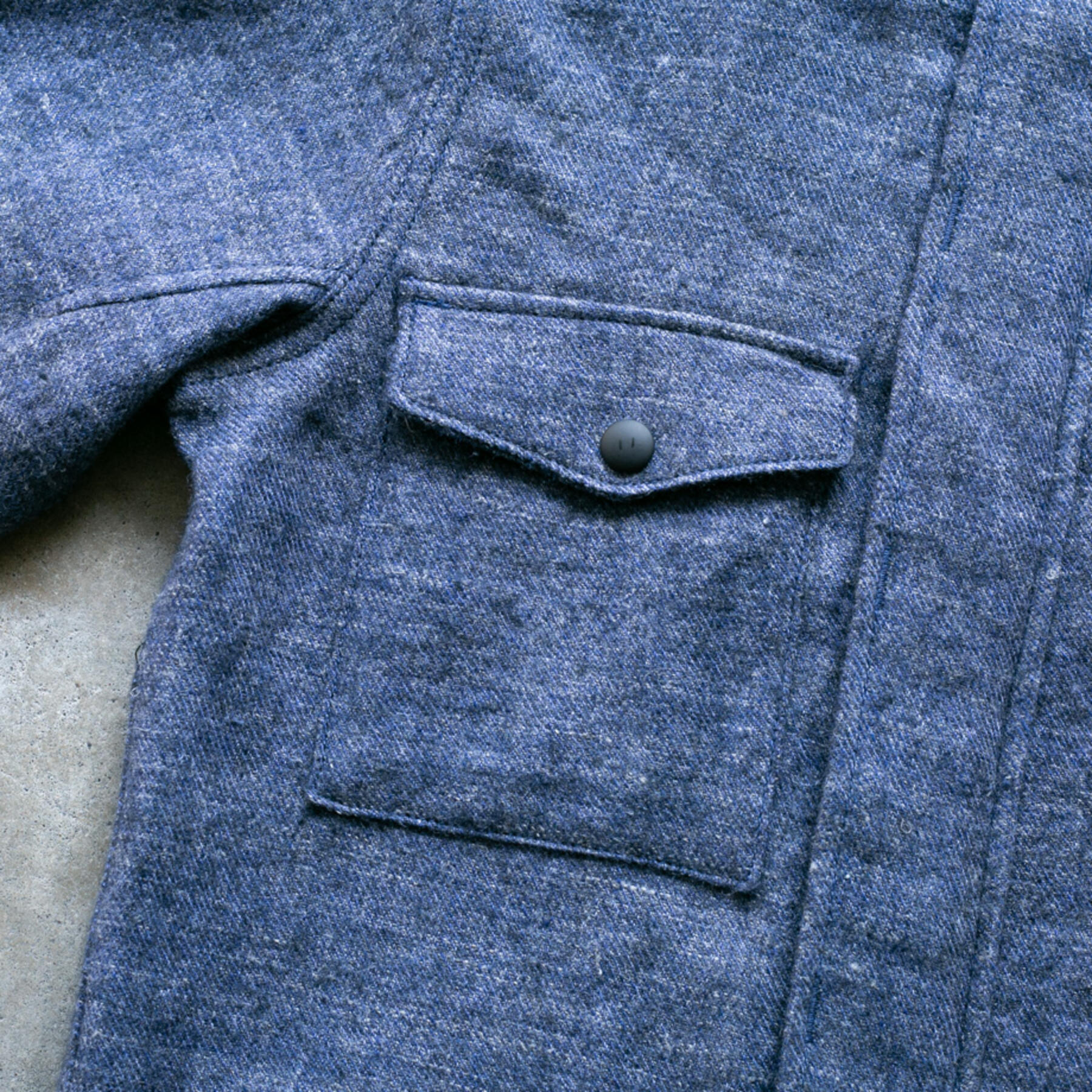 gustin wool linen field jacket - postal blue