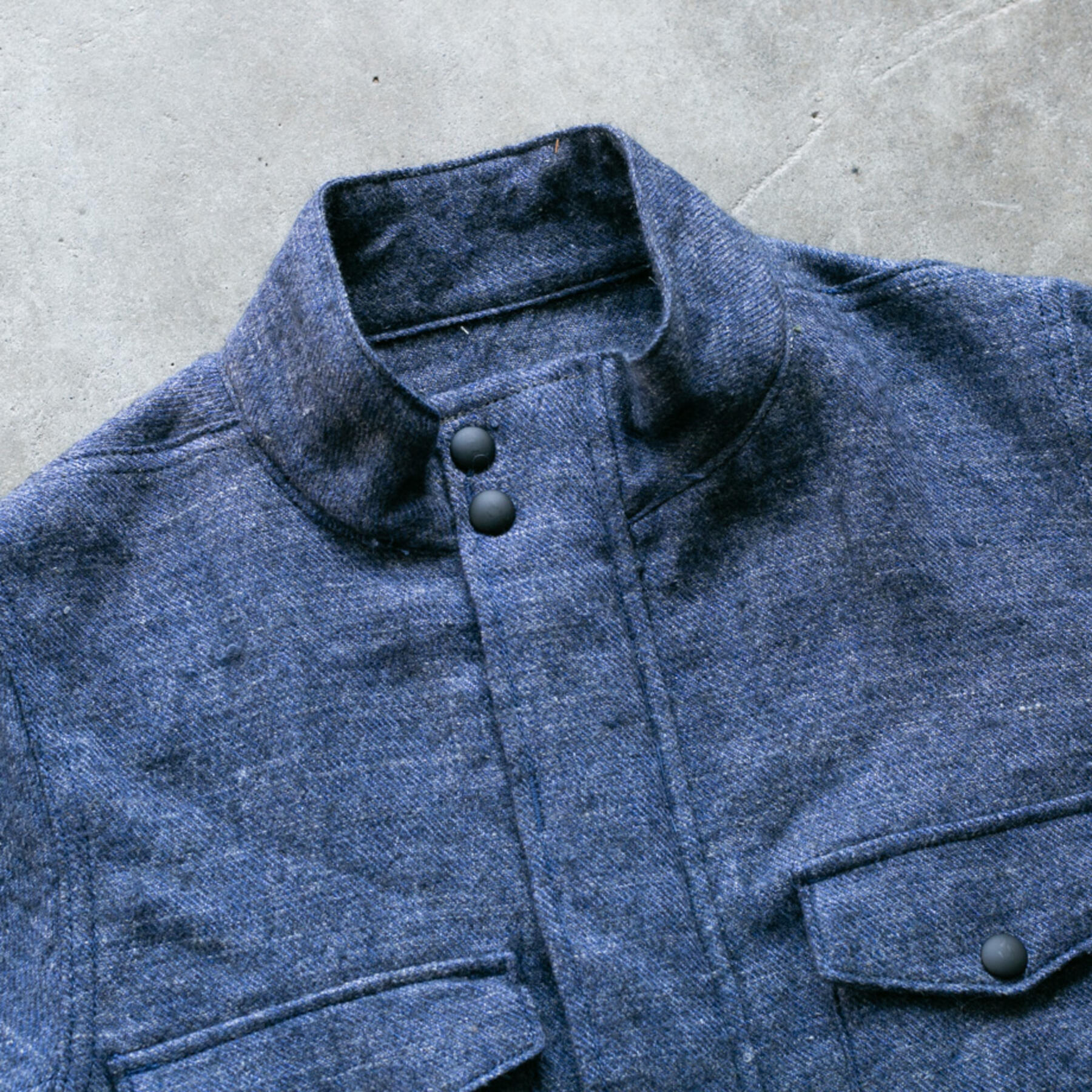 gustin wool linen field jacket - postal blue