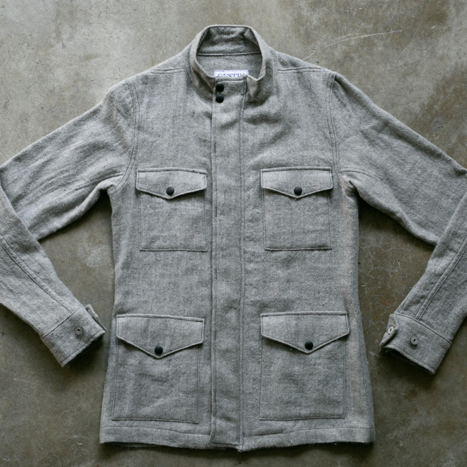gustin wool linen field jacket - heather grey