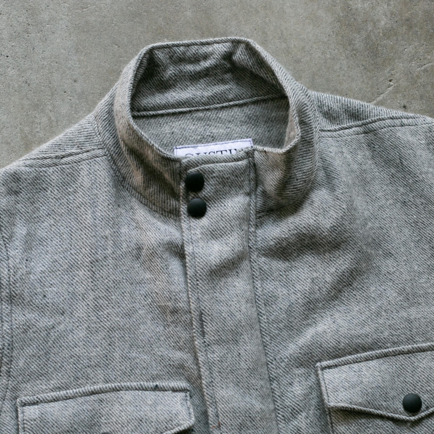 gustin wool linen field jacket - heather grey