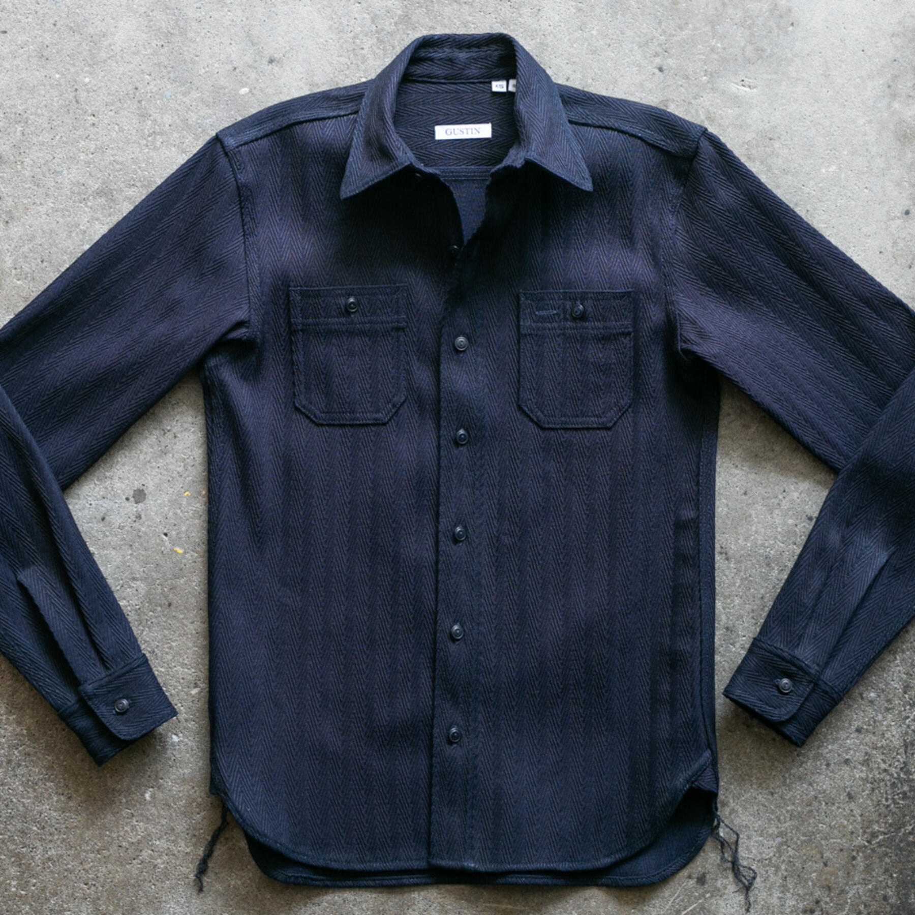 gustin #108 japan dobby herringbone workshirt - double indigo