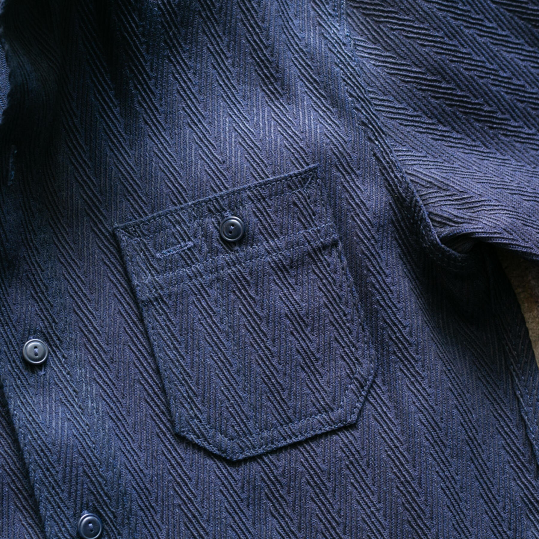 gustin #108 japan dobby herringbone workshirt - double indigo