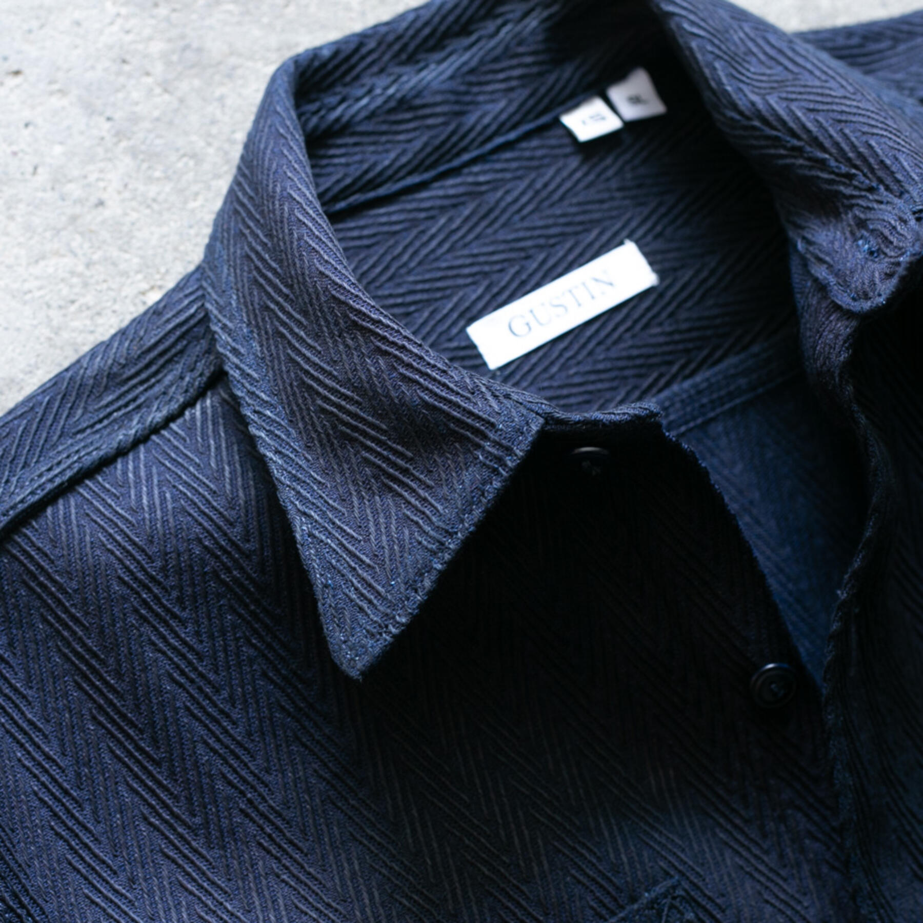 gustin #108 japan dobby herringbone workshirt - double indigo