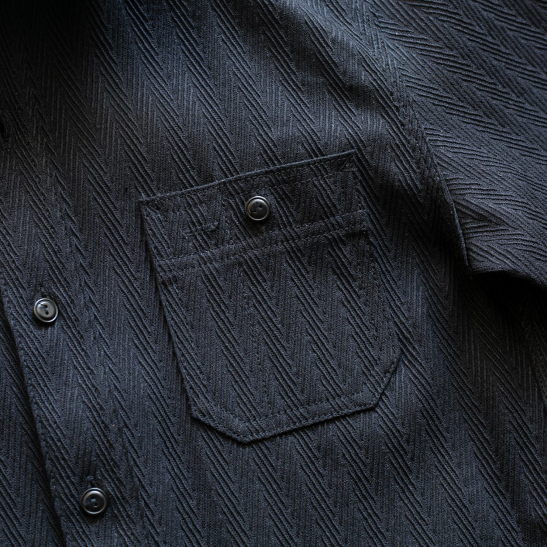 gustin #109 japan dobby herringbone workshirt - double black