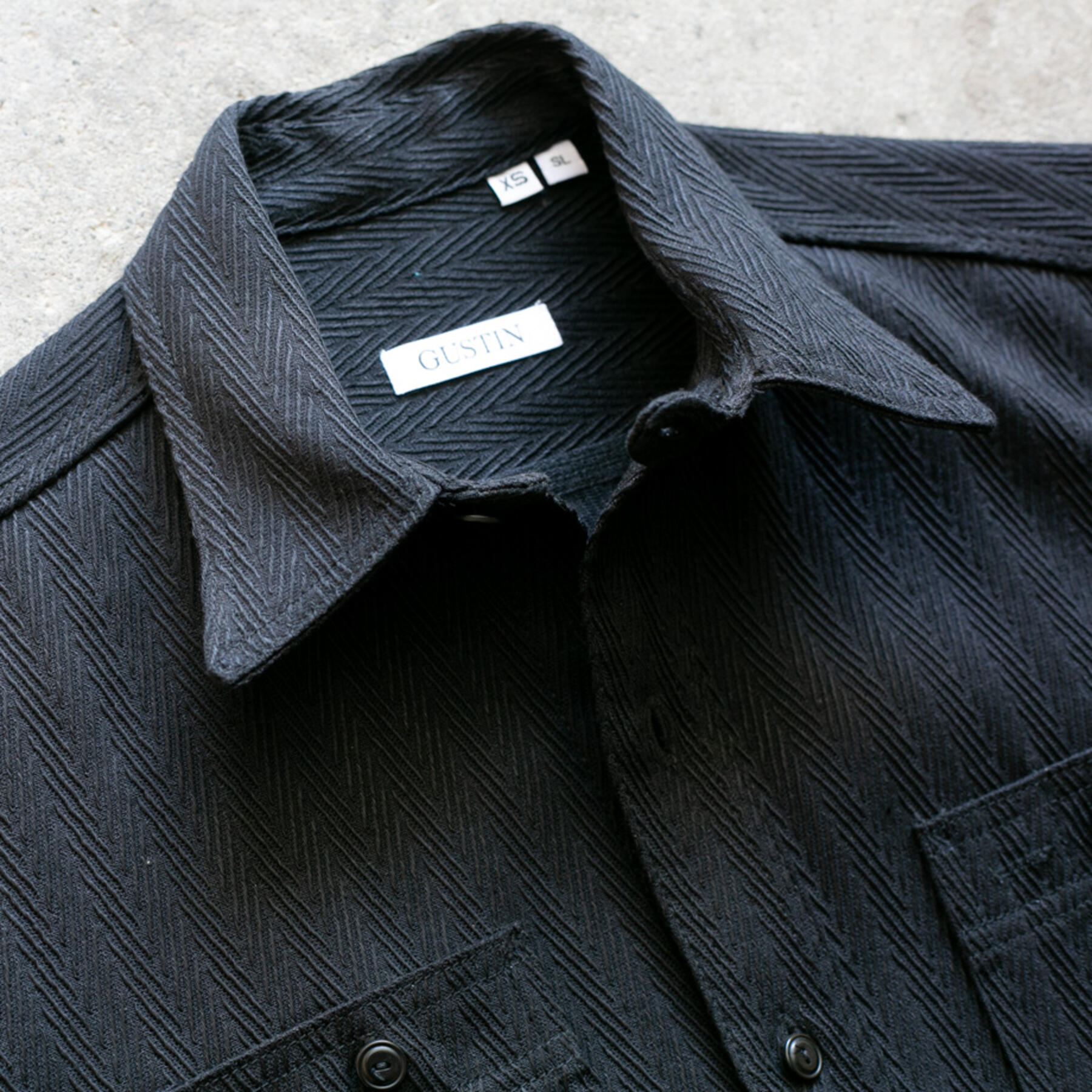 gustin #109 japan dobby herringbone workshirt - double black