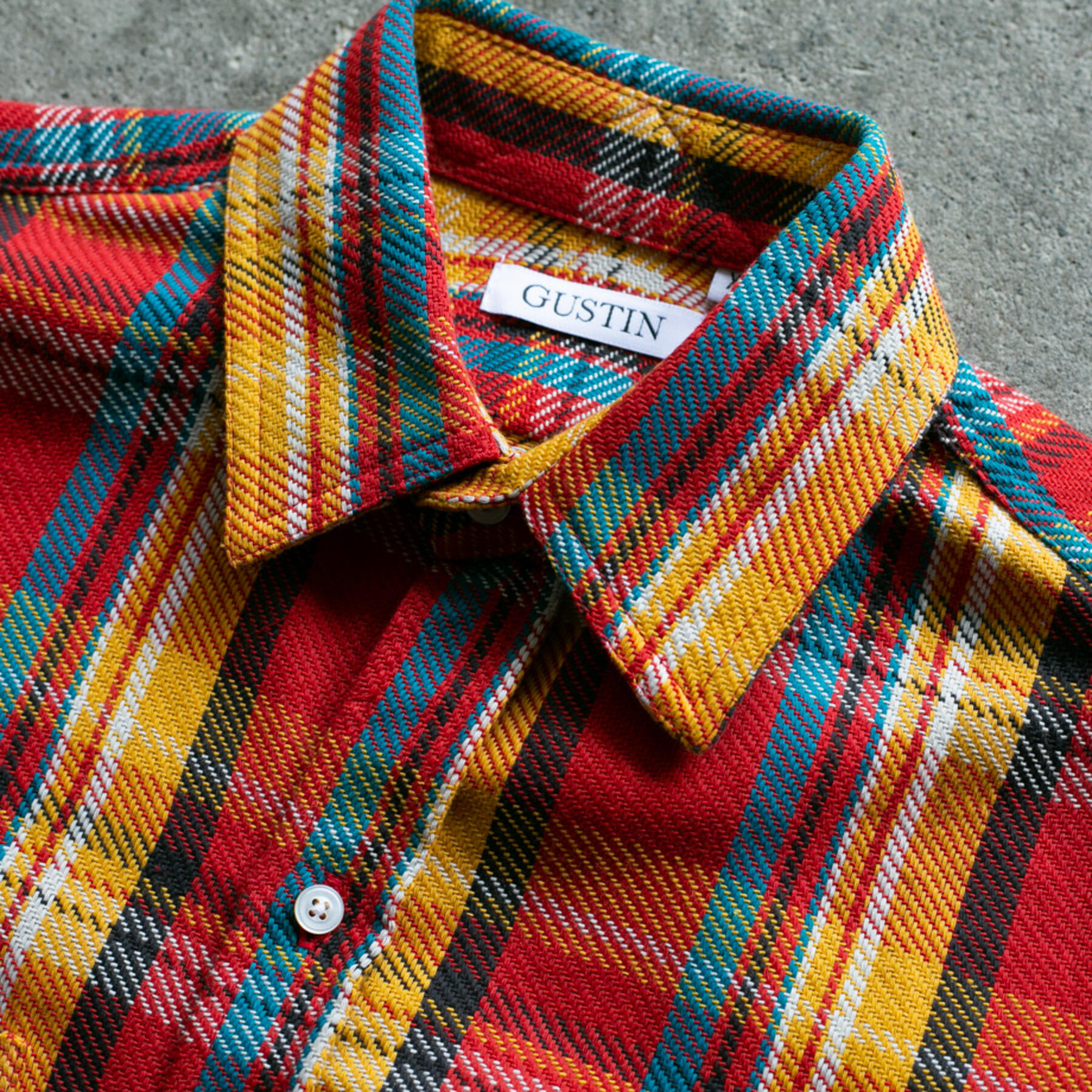 gustin #906 retro loose weave plaid - red yellow