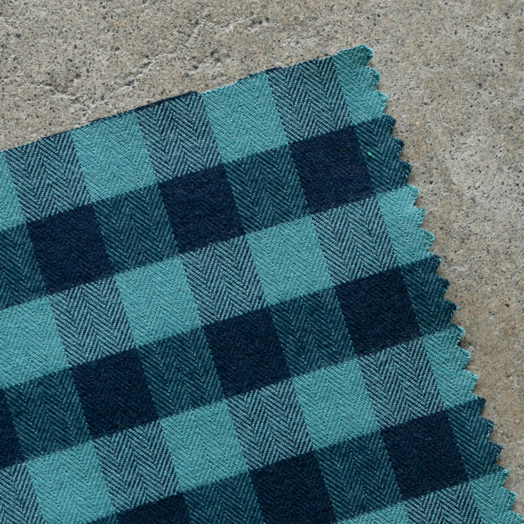 gustin #910 brushed herringbone gingham - aqua x navy