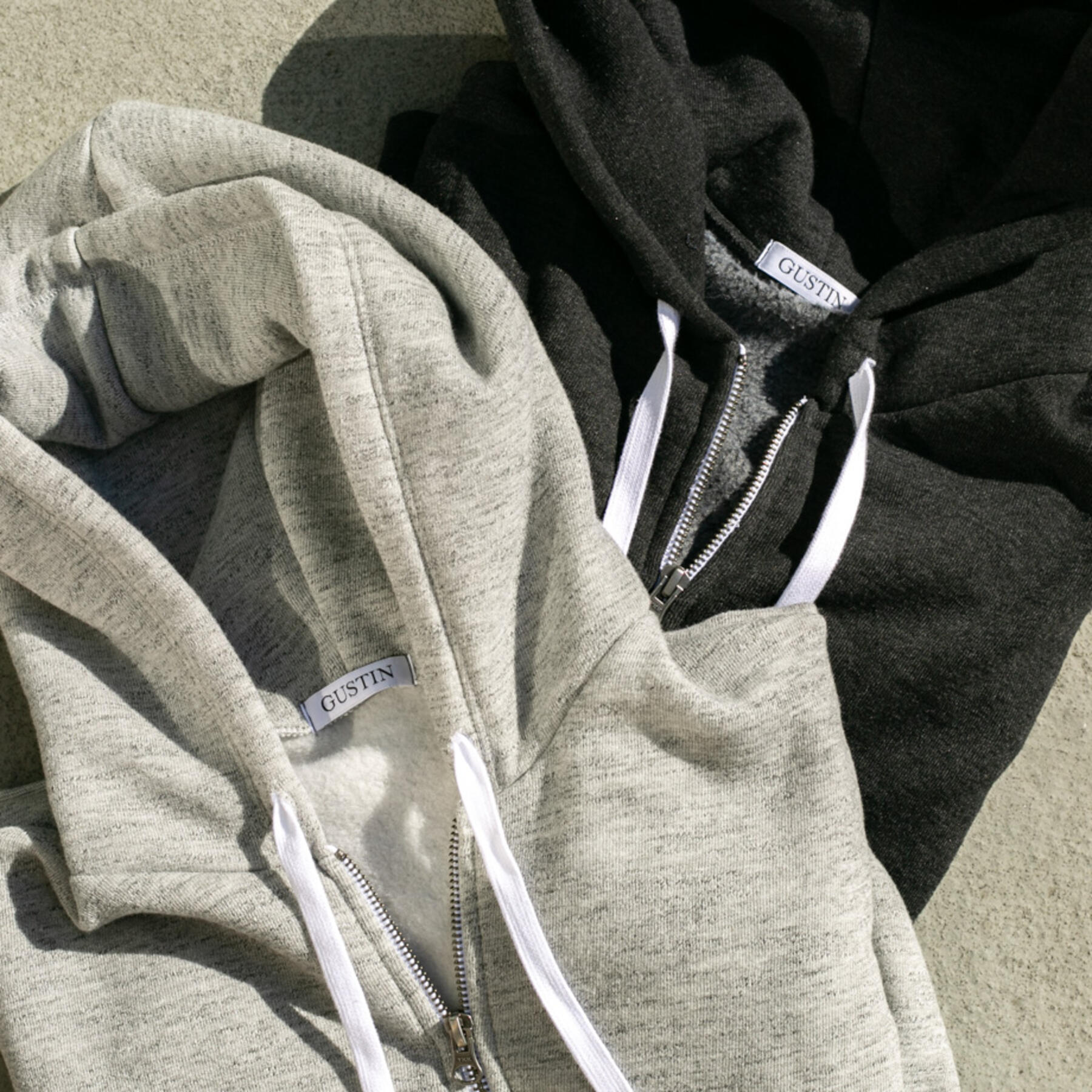 gustin twisted yarn fleece zip hoodie 2 pack (heather grey, graphite)