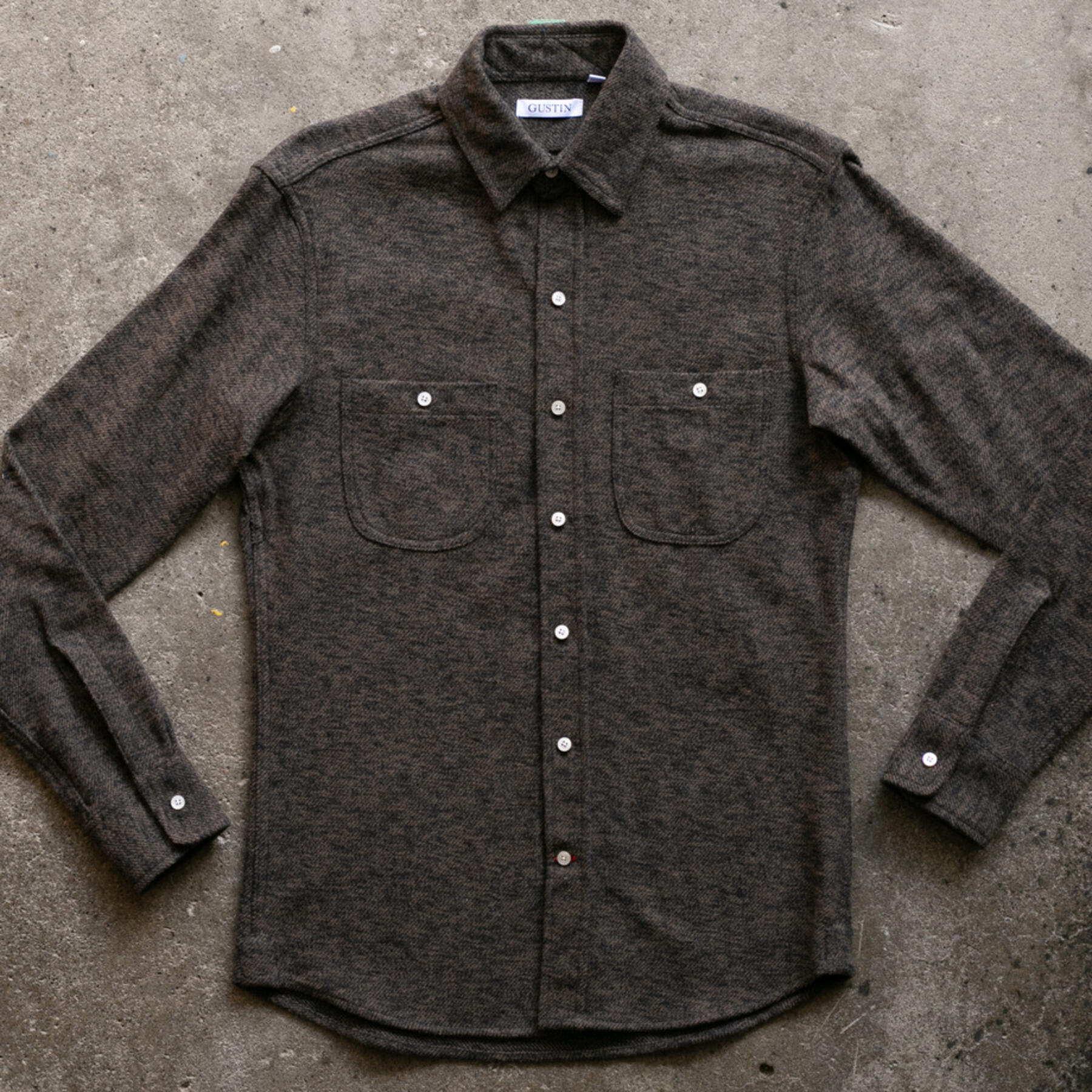 gustin #911 ultrasoft brindle shirt - brownxblack