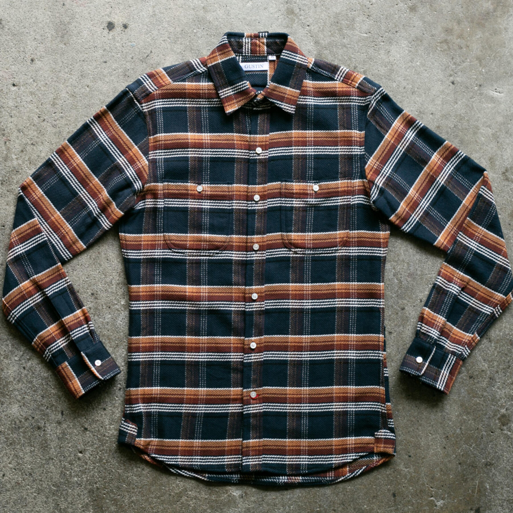 gustin #915 retro loose weave plaid - wood navy