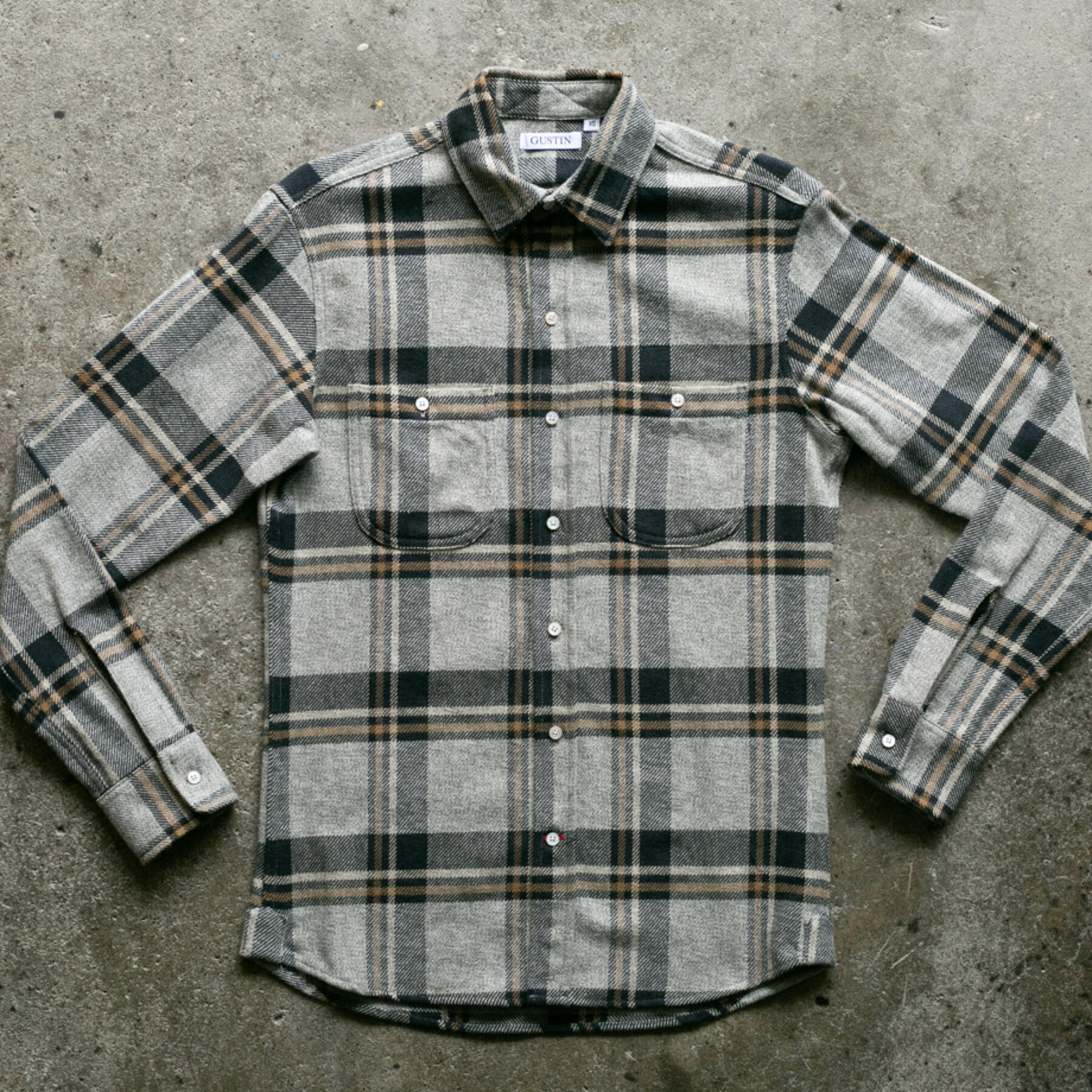 gustin #914 retro loose weave plaid - stone navy