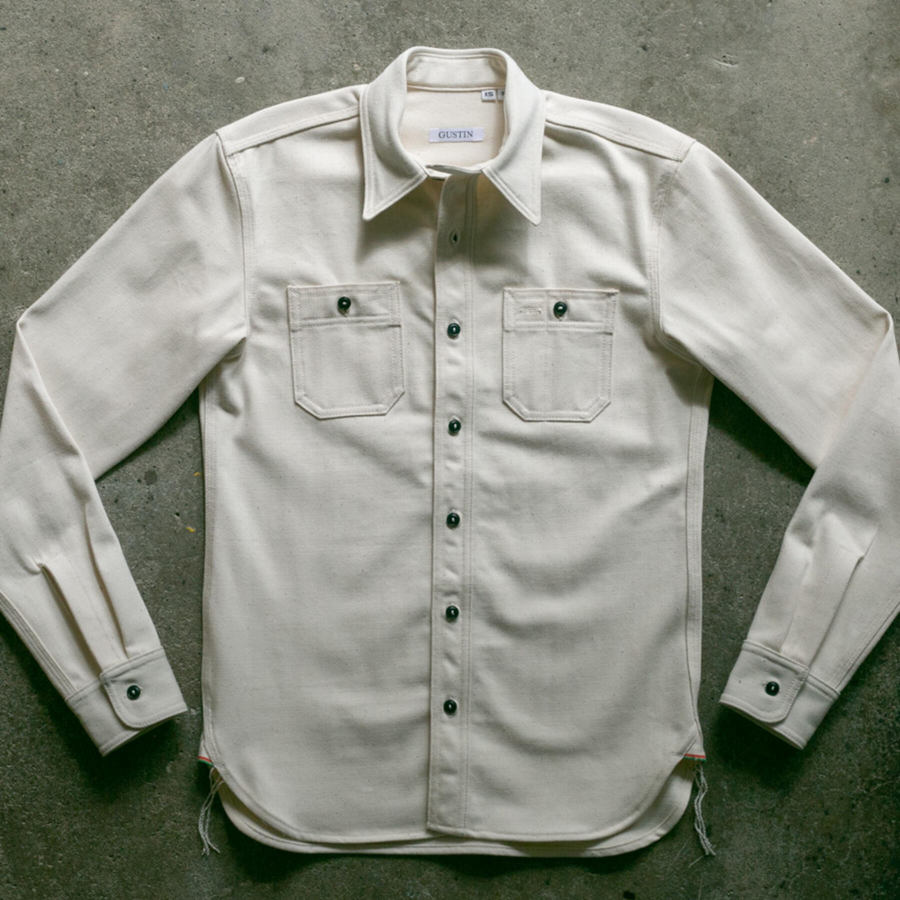 gustin #113 crosshatch rainbow id workshirt - natural