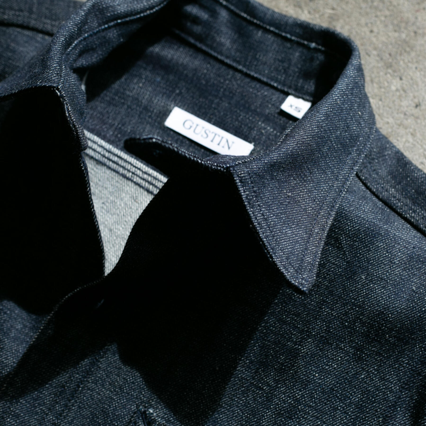 gustin #112 crosshatch rainbow id workshirt - indigo