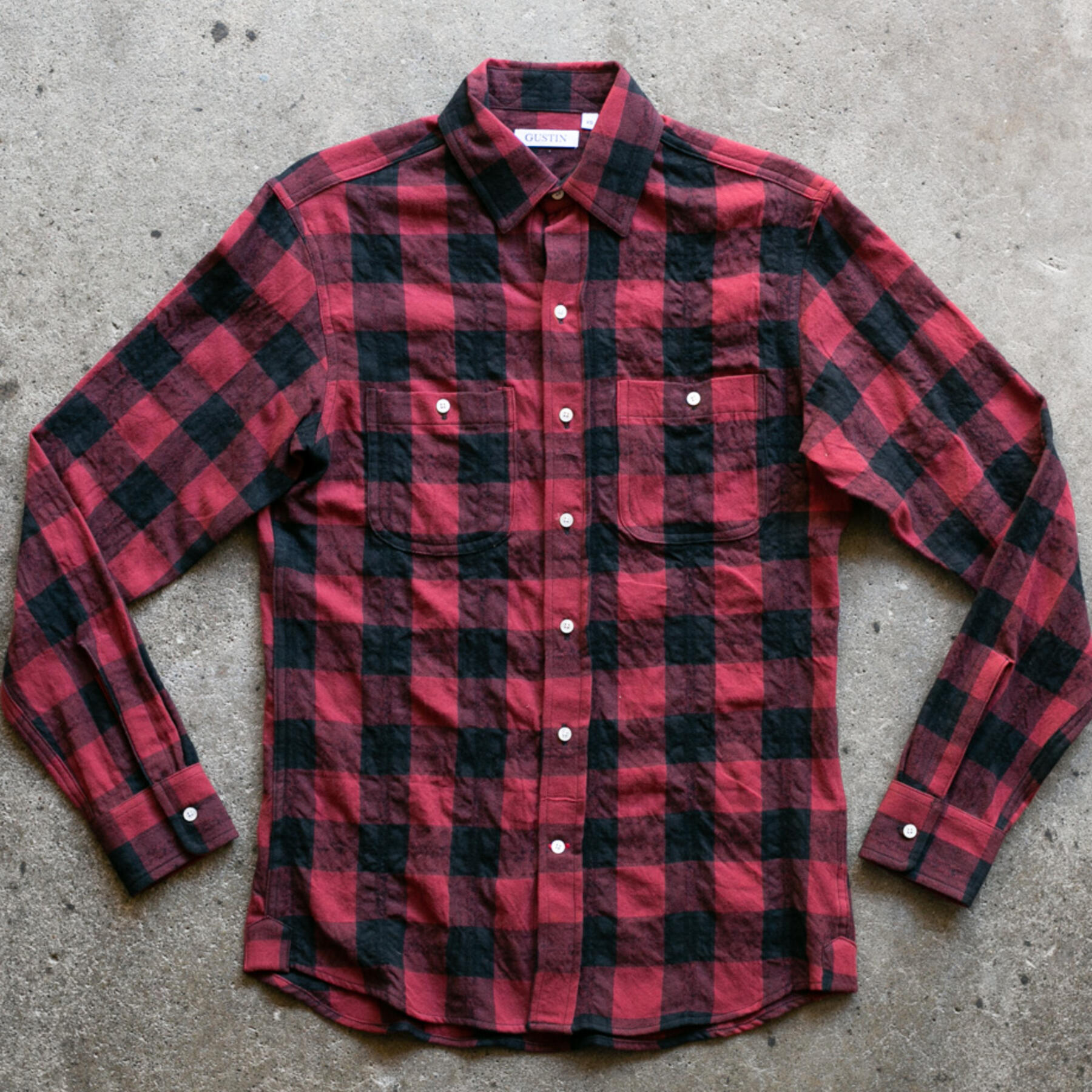 gustin #921 crinkle shirt - redxblack