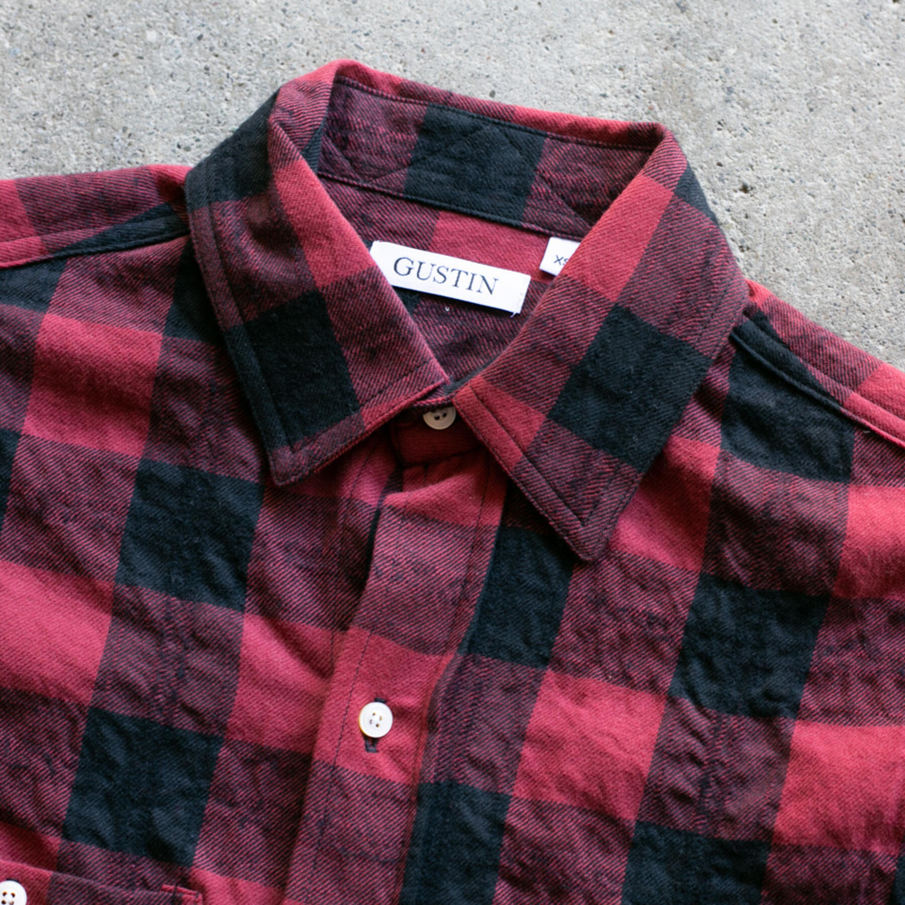 gustin #921 crinkle shirt - redxblack