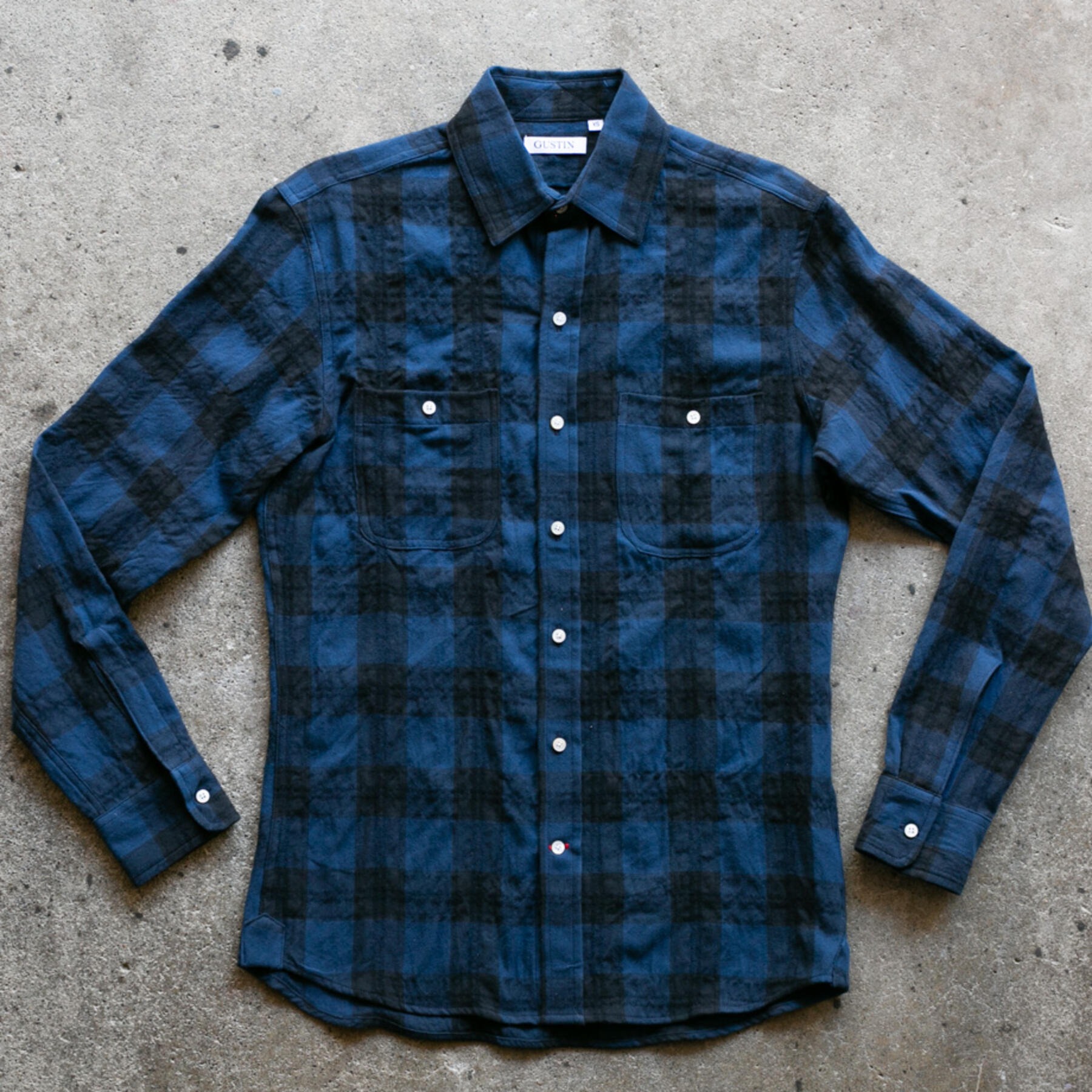 gustin #920 crinkle shirt - bluexblack