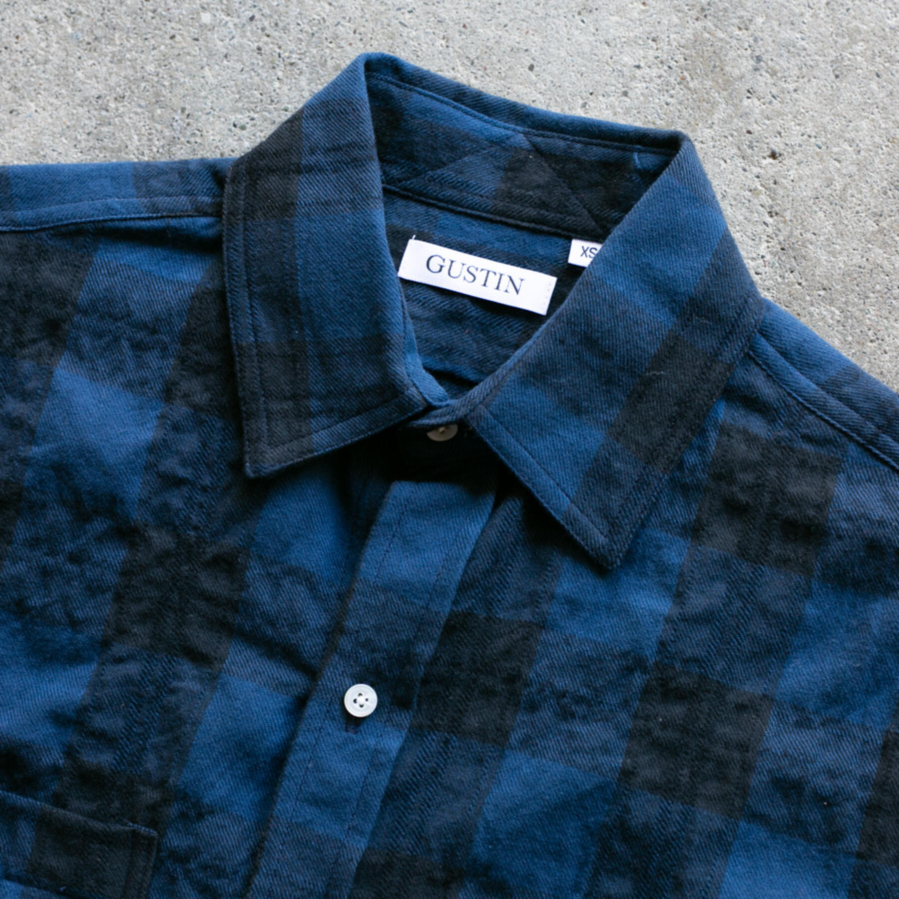 gustin #920 crinkle shirt - bluexblack