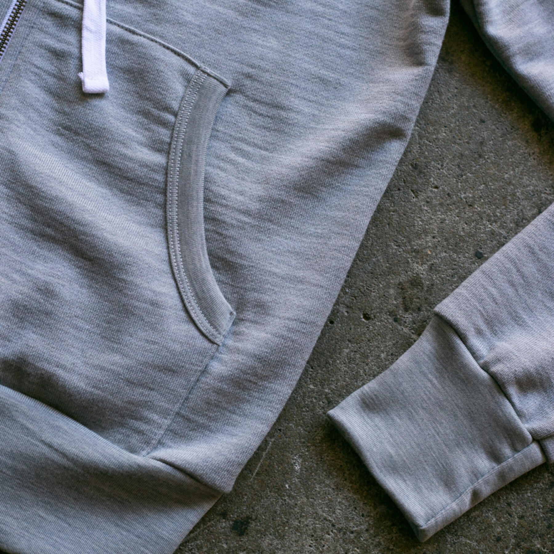 gustin merino wool zip hoodie - heather grey