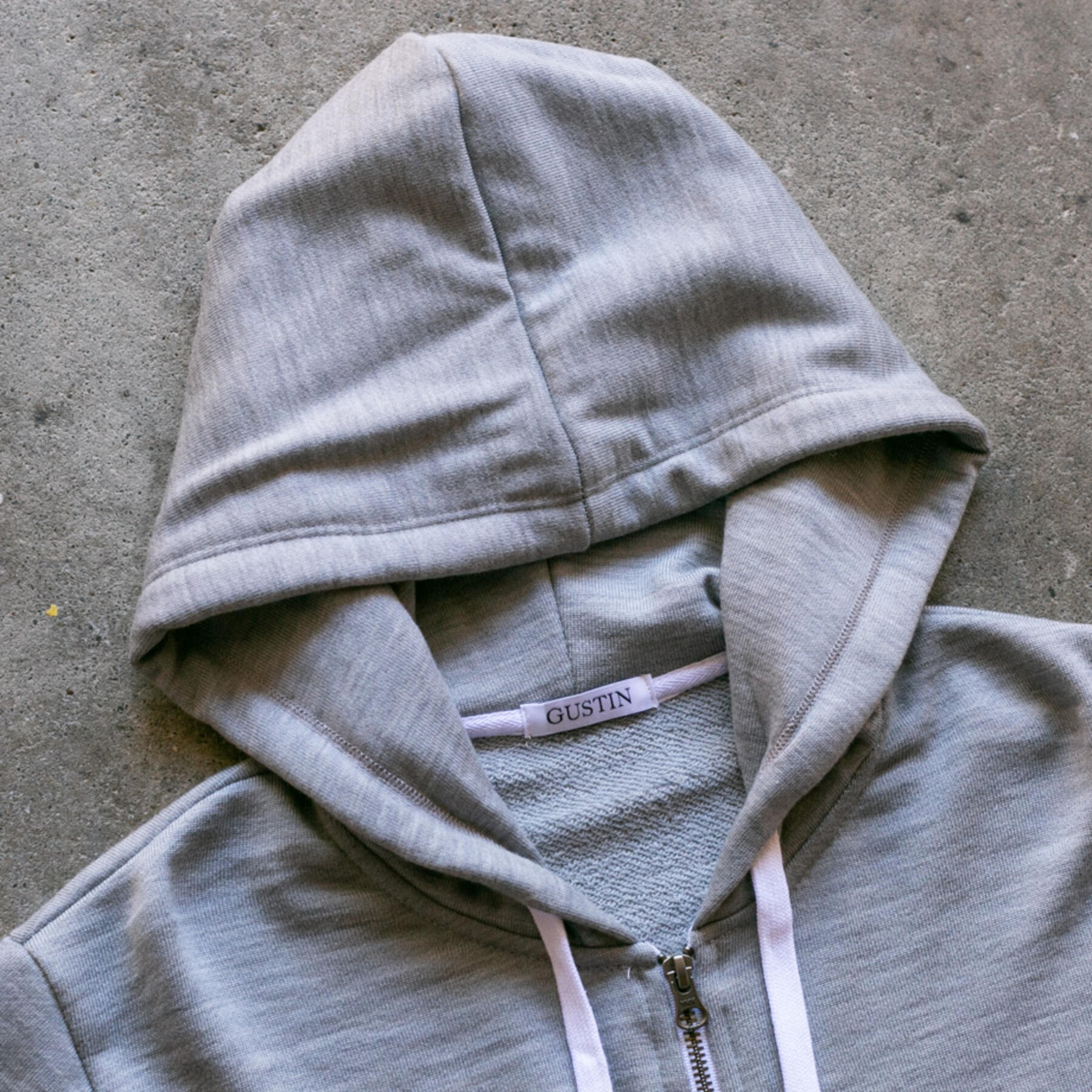 gustin merino wool zip hoodie - heather grey